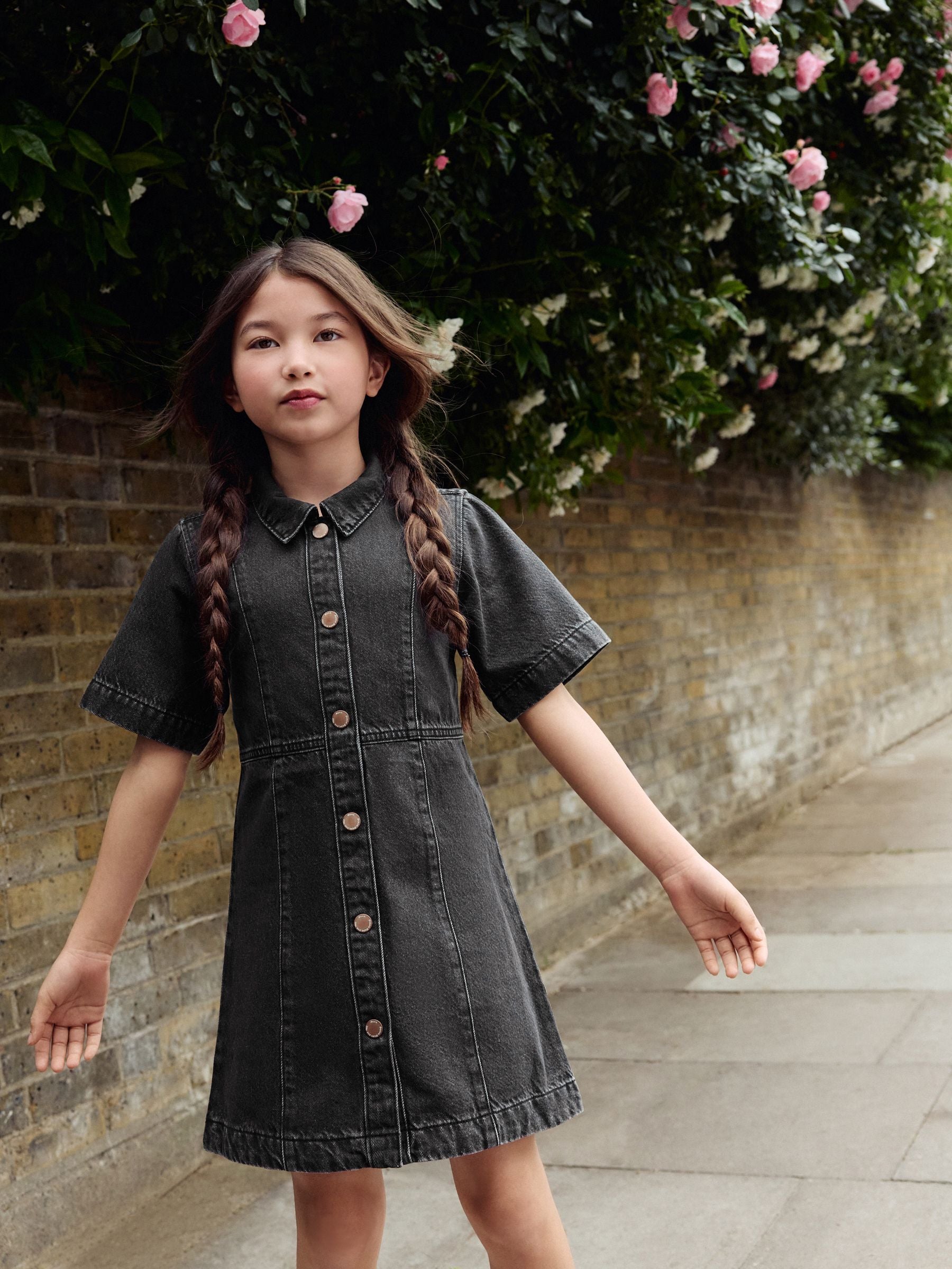 Black Denim Fitted Dress (3-16yrs)