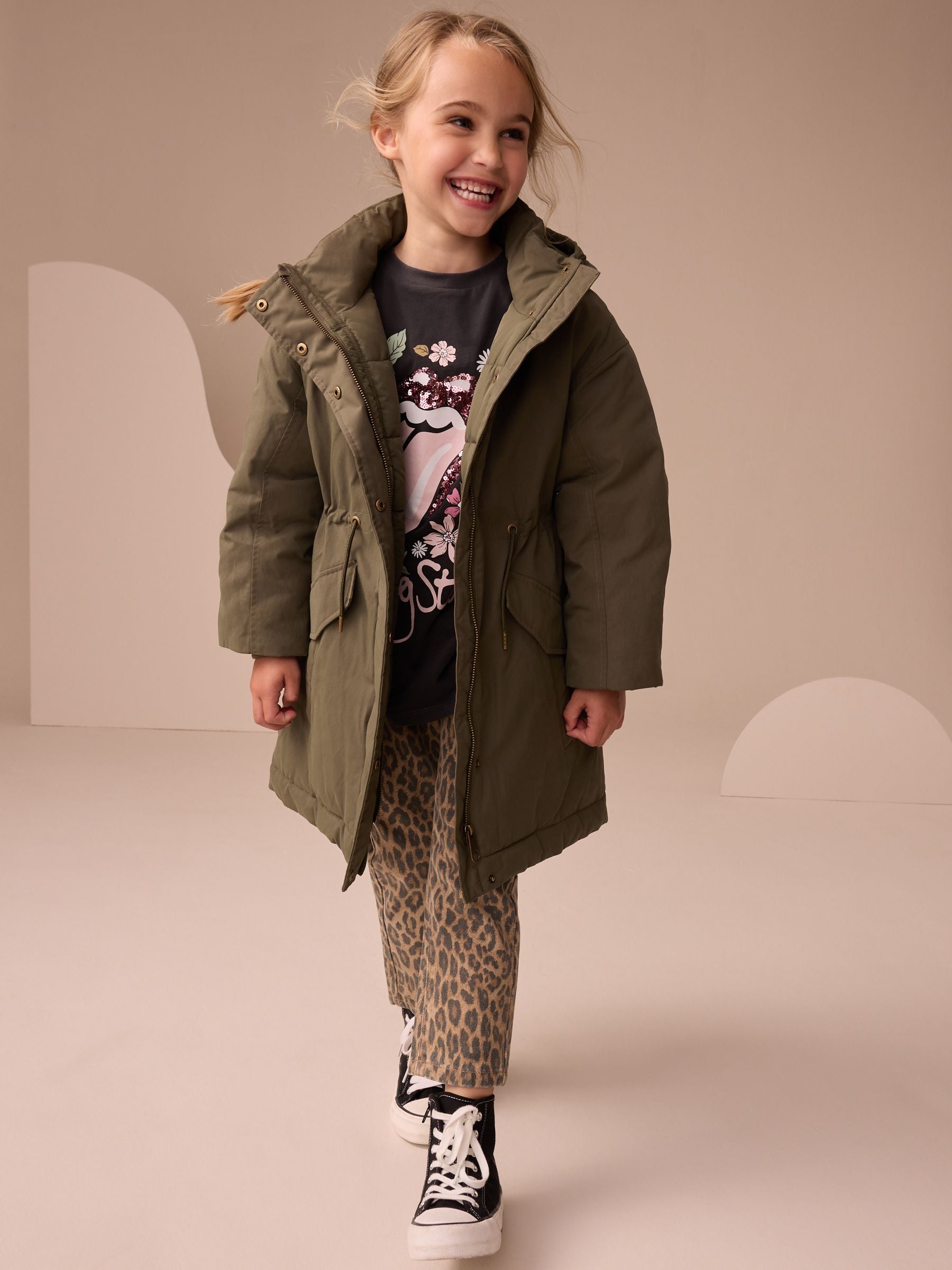 Khaki Green Shower Resistant Padded Parka (3-16yrs)