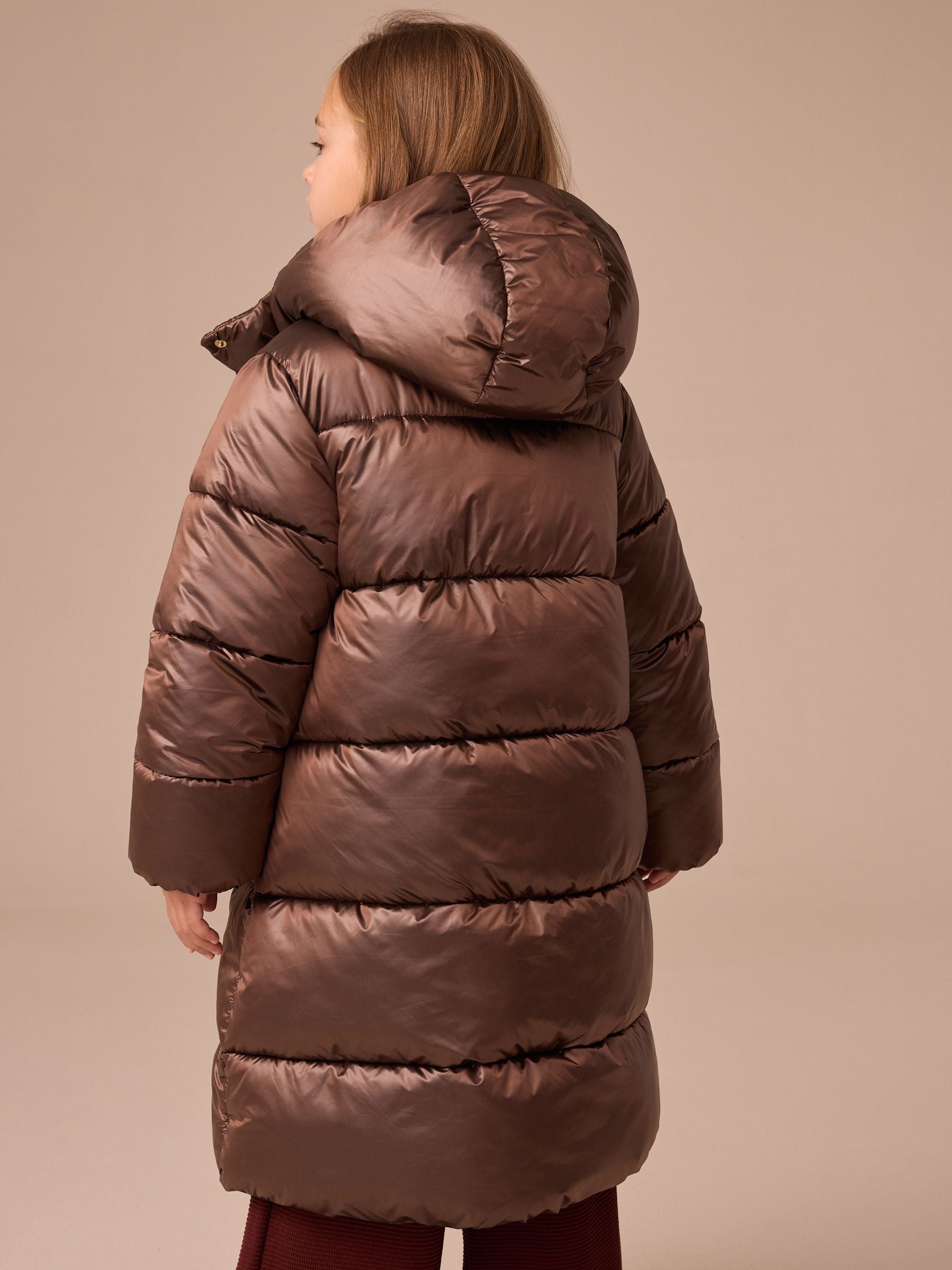 Chocolate Brown Shower Resistant Two Tone Padded Coat (3-16yrs)