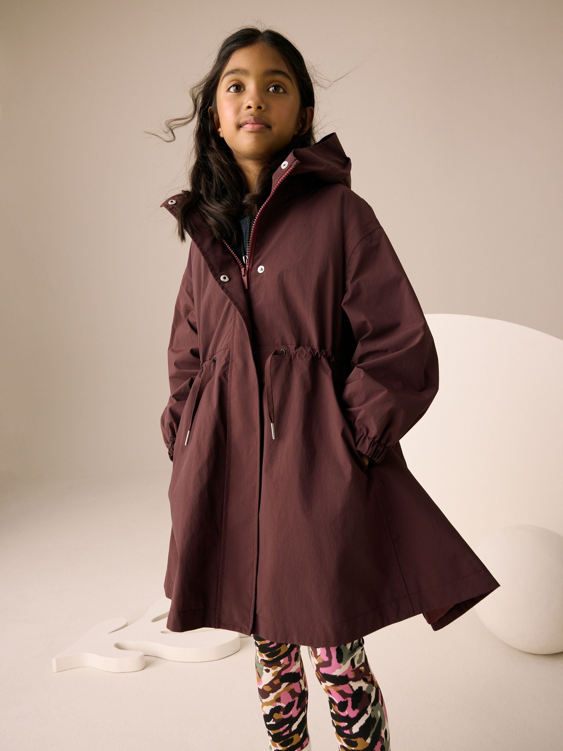 Burgundy Red Waterproof Skirted Cagoule Jacket (3-16yrs)