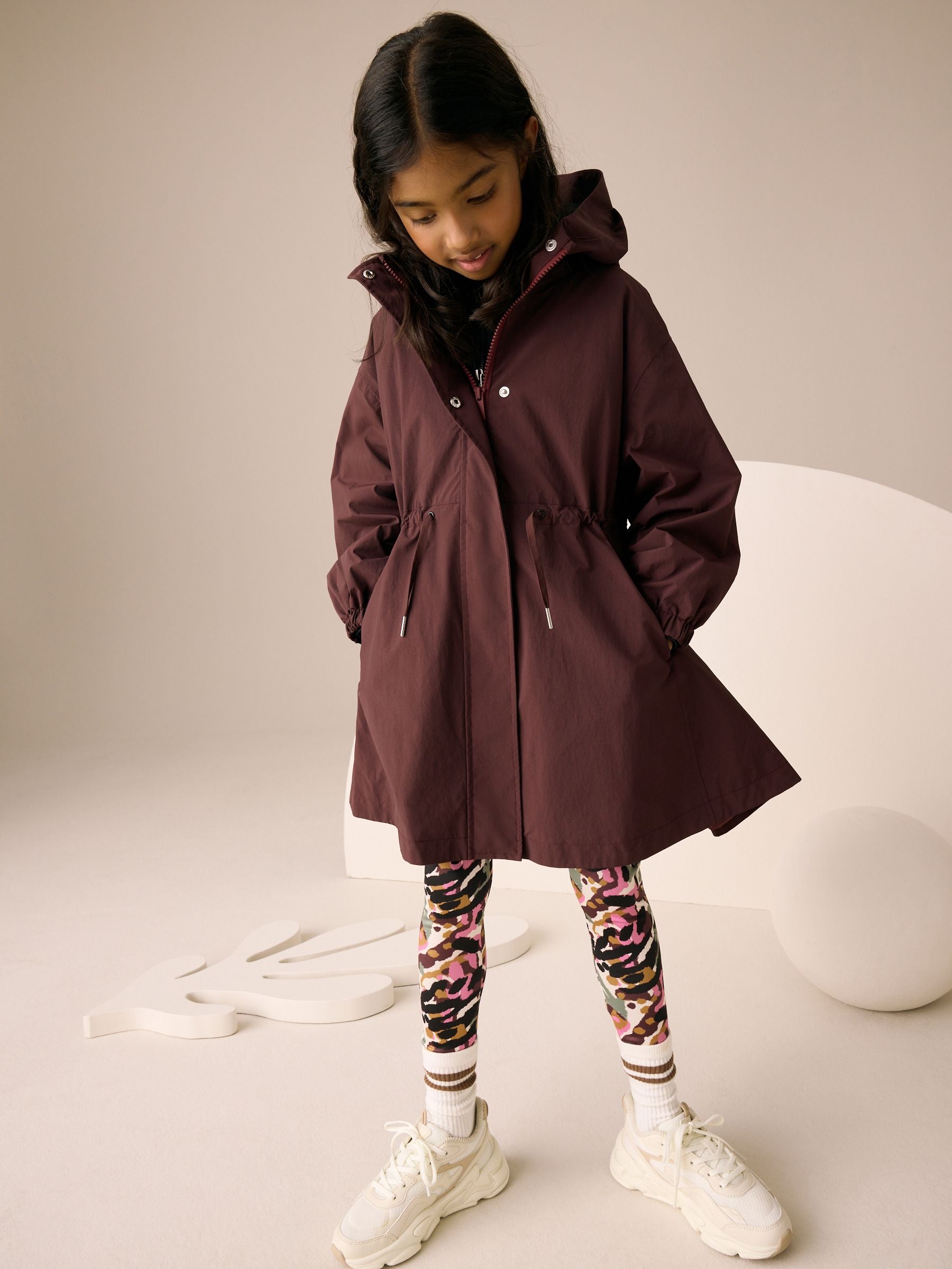 Burgundy Red Waterproof Skirted Cagoule Jacket (3-16yrs)