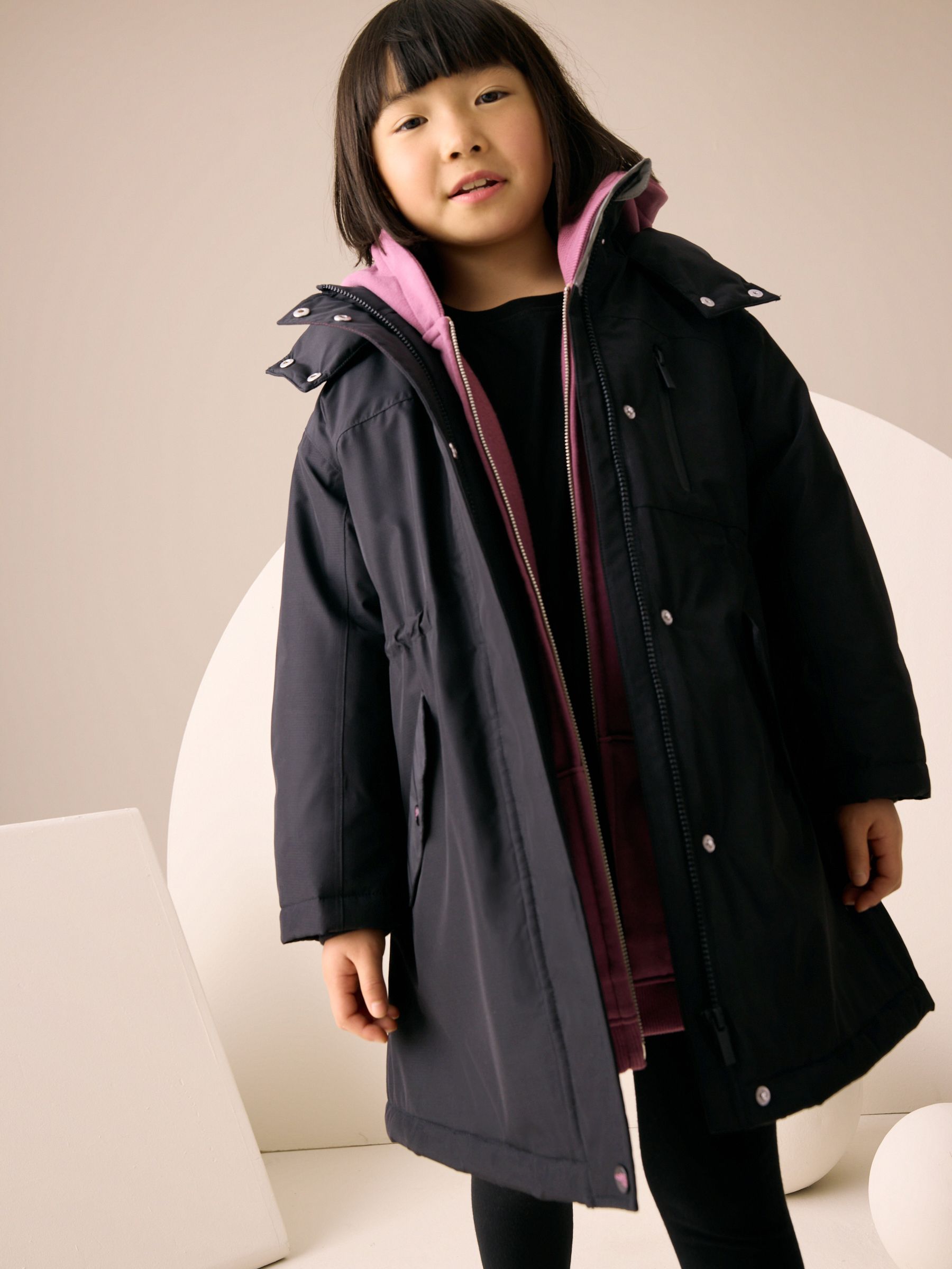 Black Waterproof Padded Coat (3-16yrs)
