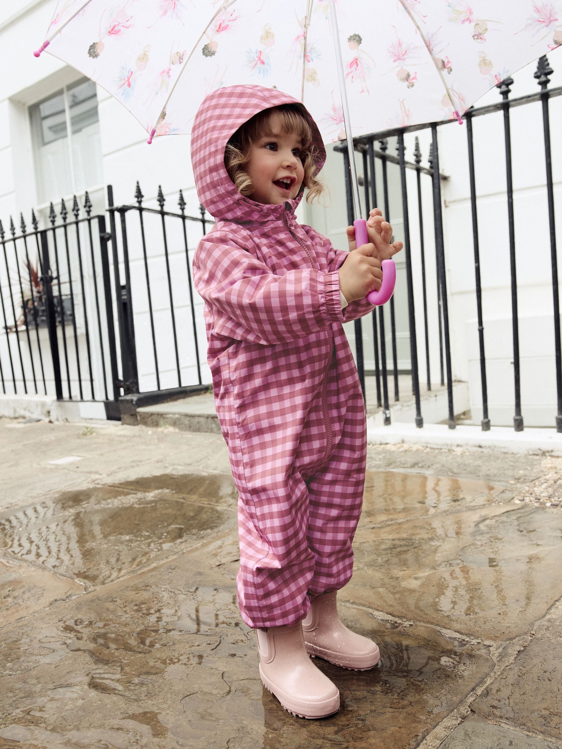 Pink Waterproof Printed Puddlesuit (3mths-7yrs)