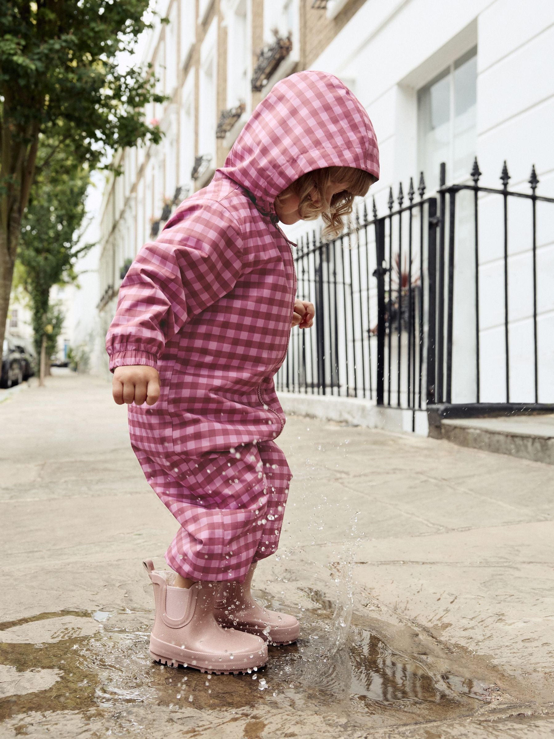 Pink Waterproof Printed Puddlesuit (3mths-7yrs)