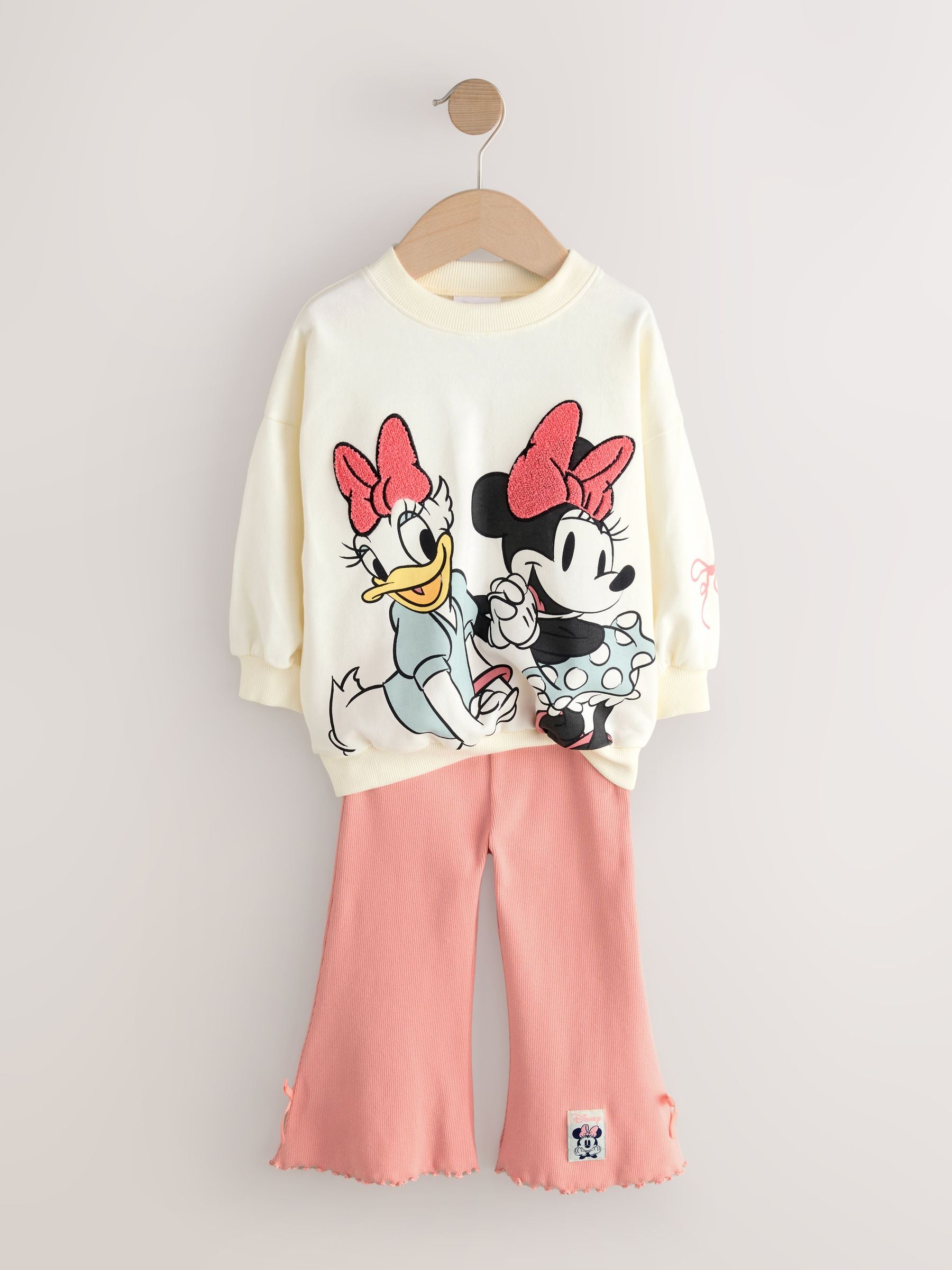 Ecru White Disney Minnie Mouse and Daisy Duck Long Sleeve Top and Flare Set (3mths-7yrs)