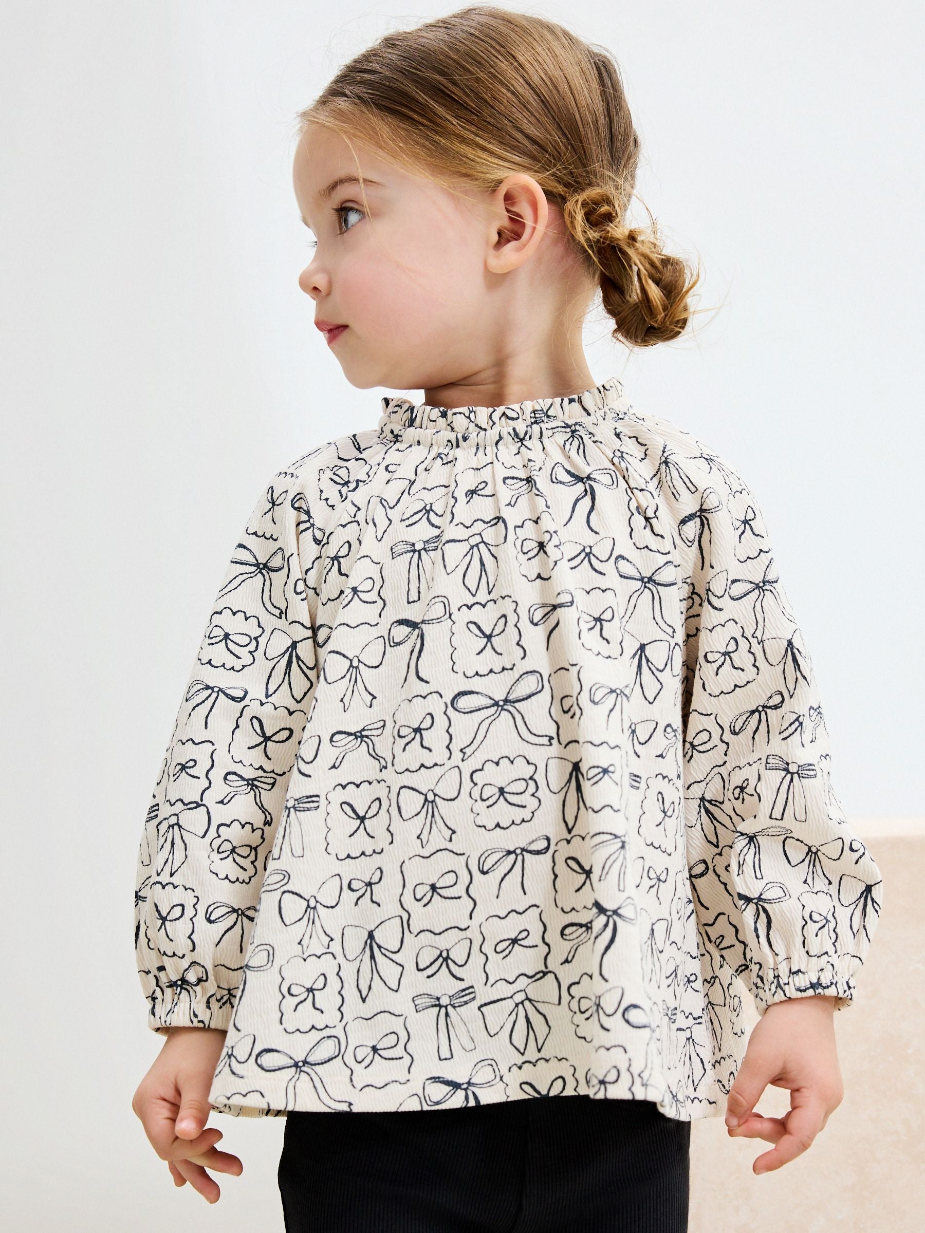 Black/White Bows Long Sleeve Blouse and Leggings Set (3mths-7yrs)