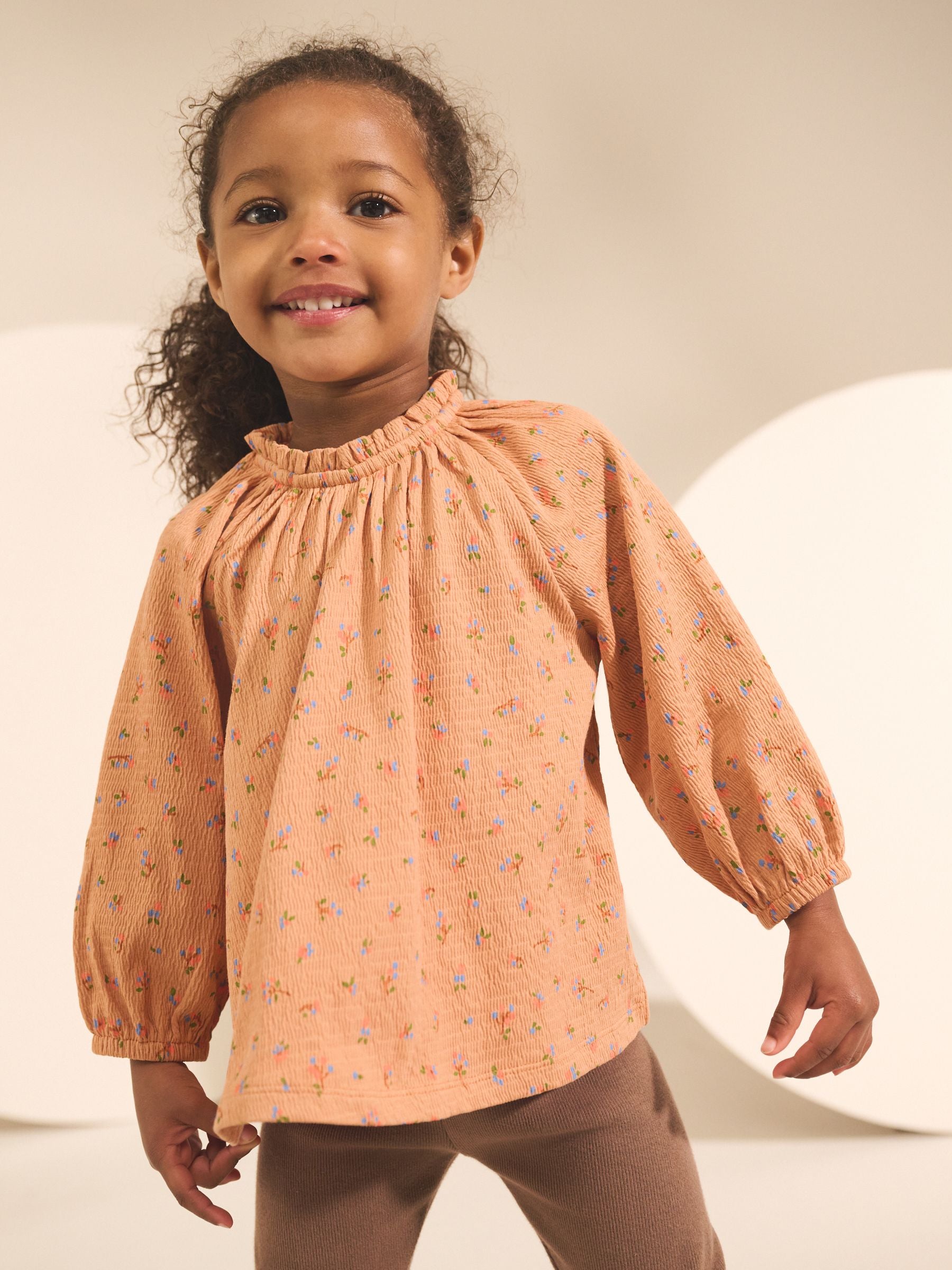 Orange Ditsy Floral Long Sleeve Blouse and Leggings Set (3mths-7yrs)