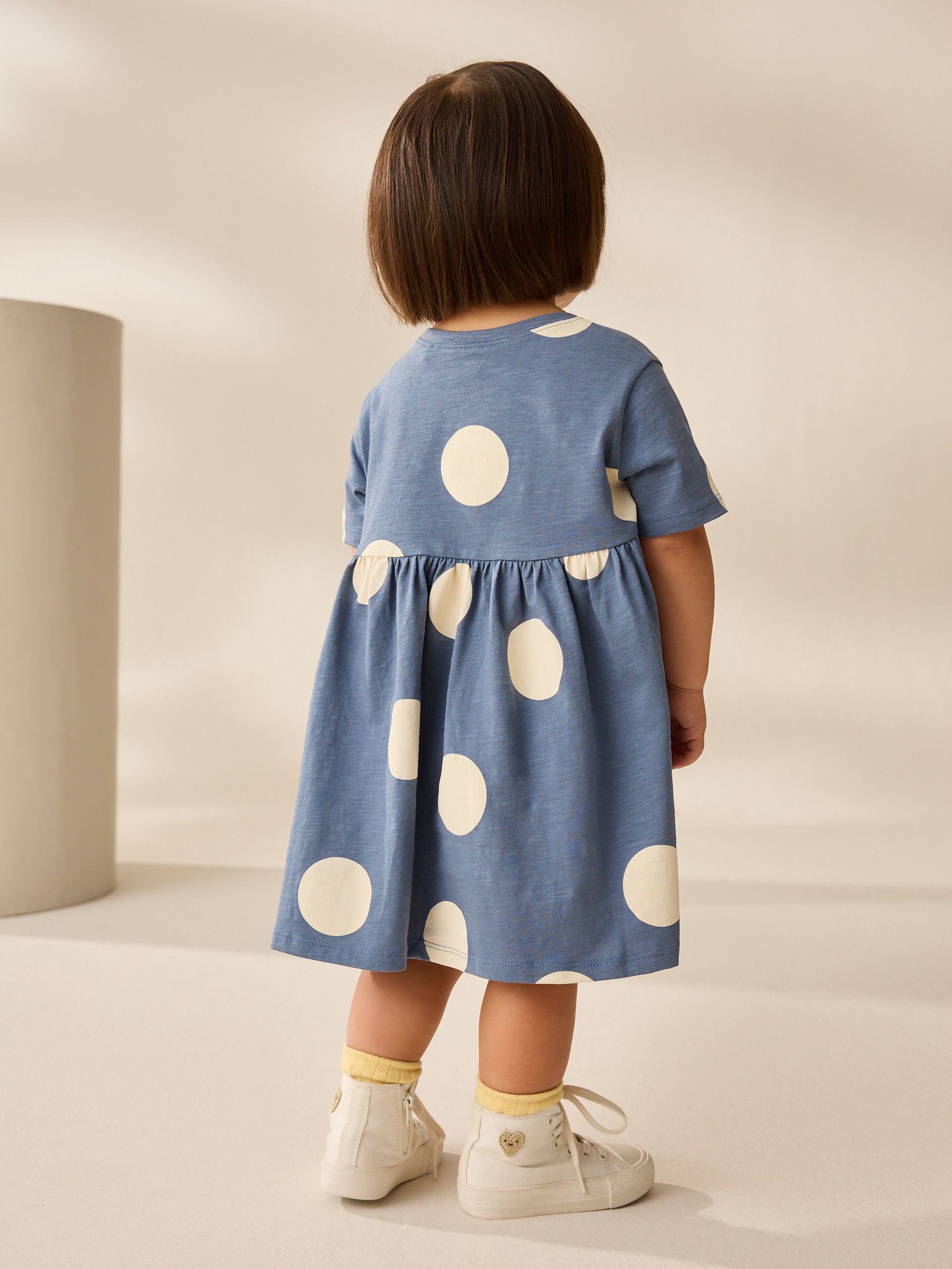 Navy Character Short Sleeve Jersey Summer Dress (3mths-7yrs)