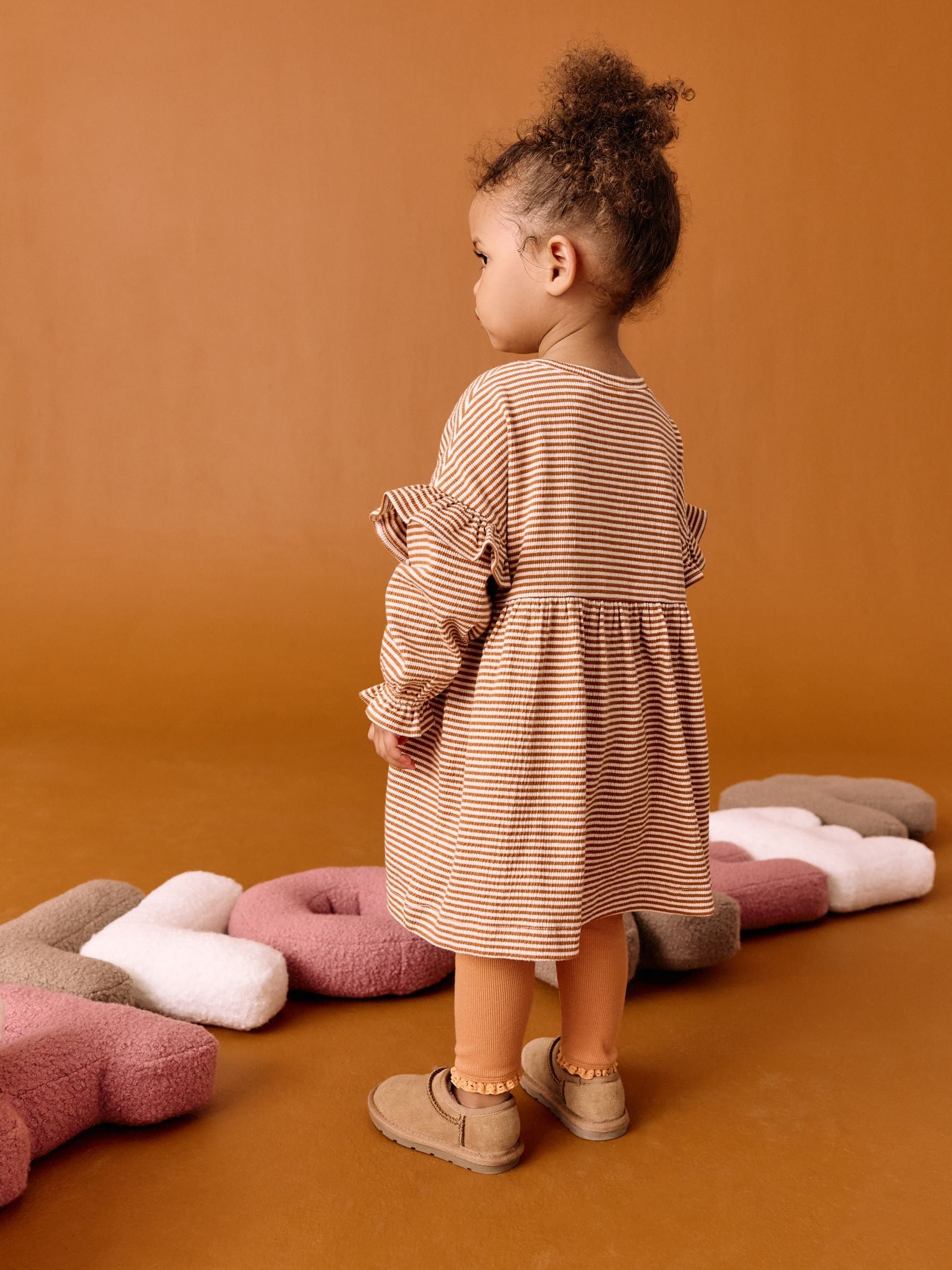 Orange Pumpkin Long Sleeve Dress and Leggings Set (3mths-7yrs)