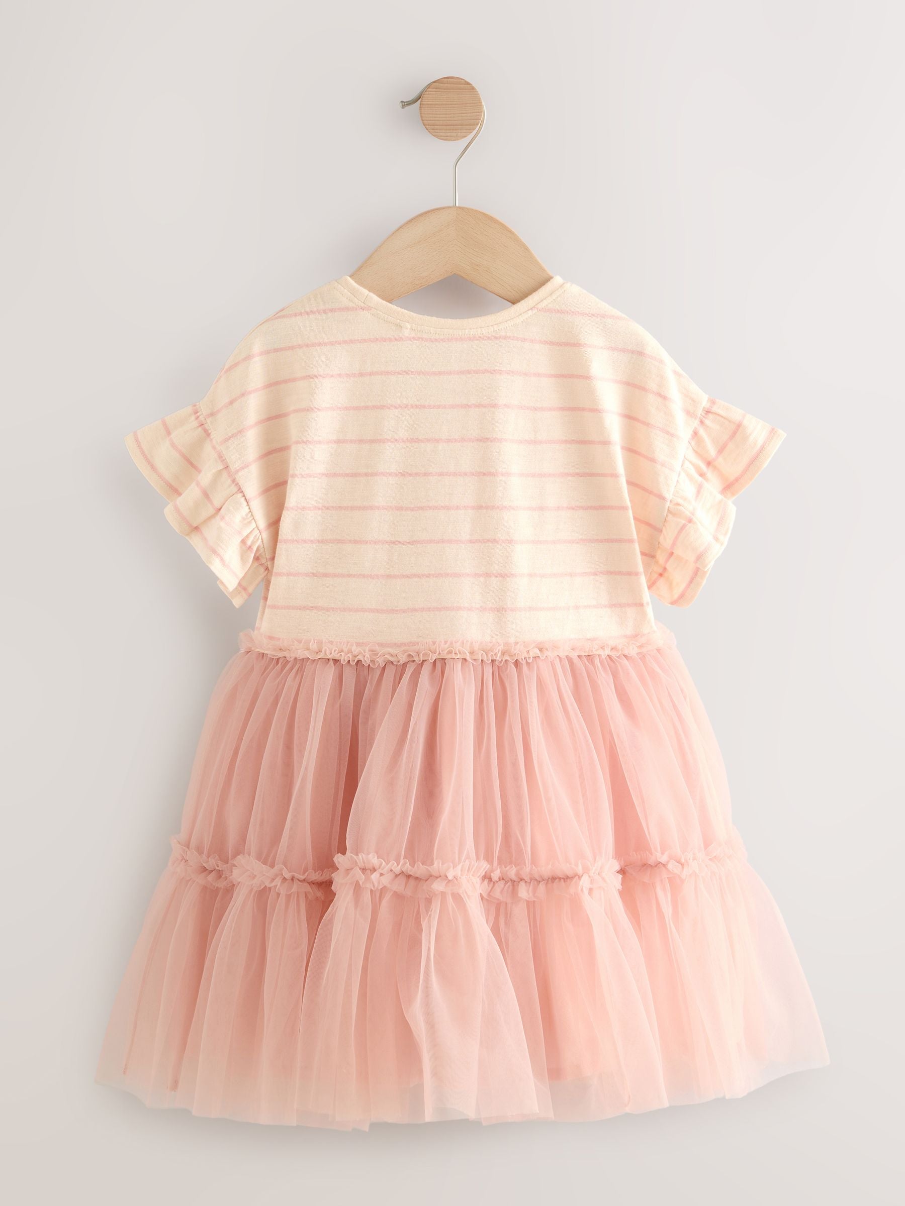 Pink Rainbow Short Sleeve Mesh Party Dress (3mths-7yrs)