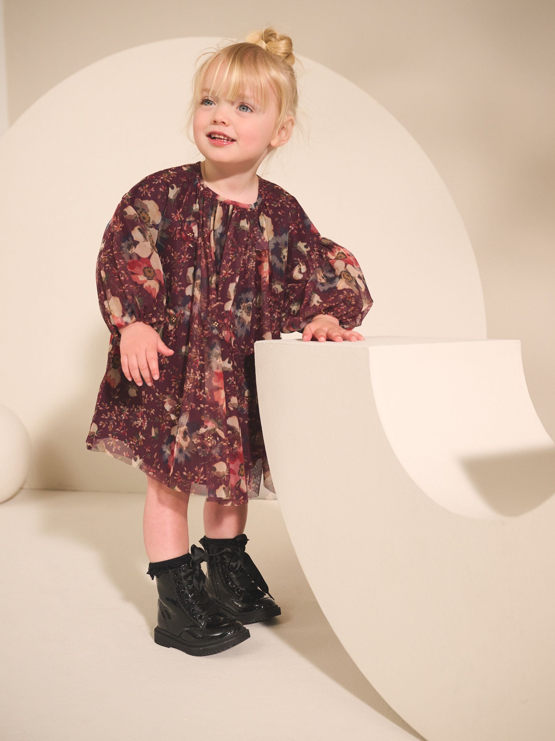 Purple Long Sleeve Mesh Dress (3mths-7yrs)