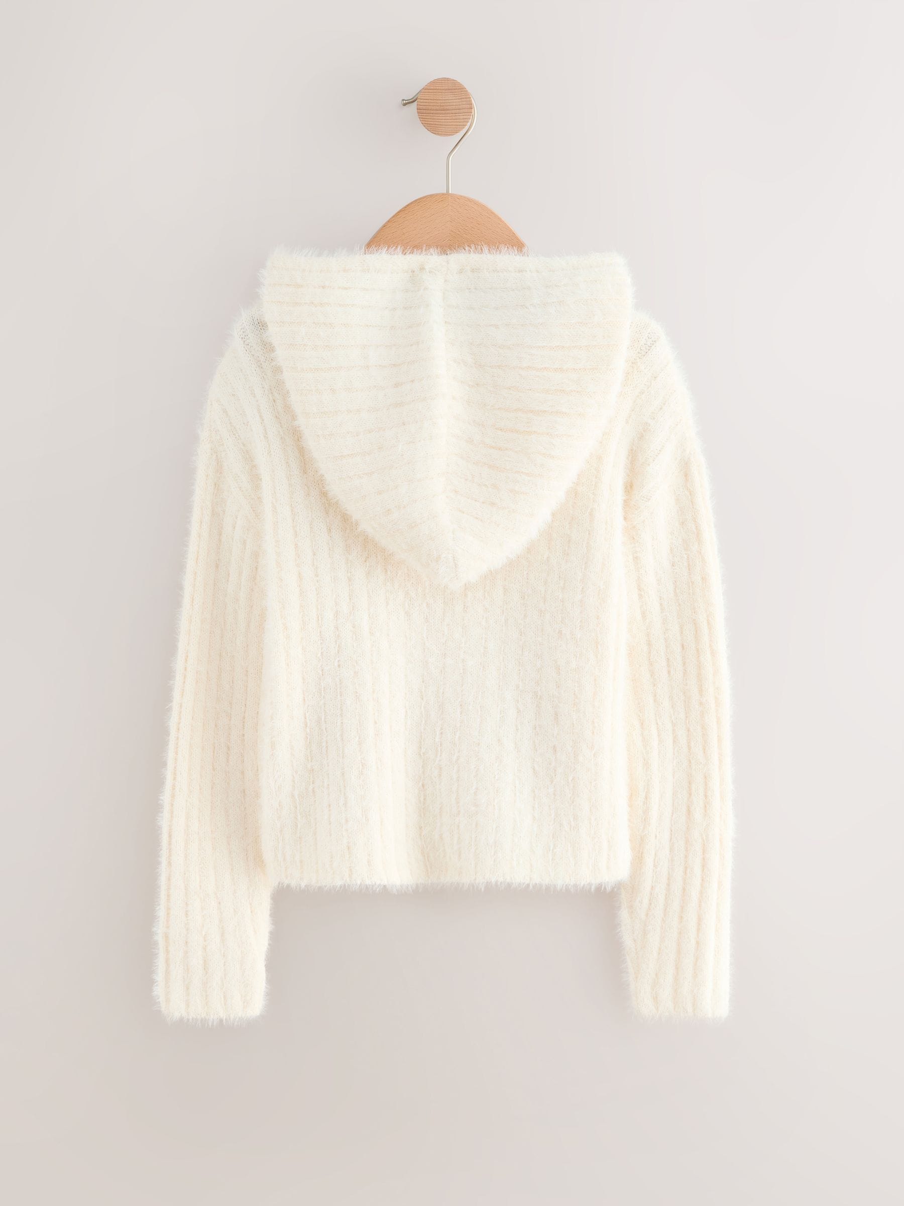 Ecru Fluffy Zip Through Hoodie (3-16yrs)