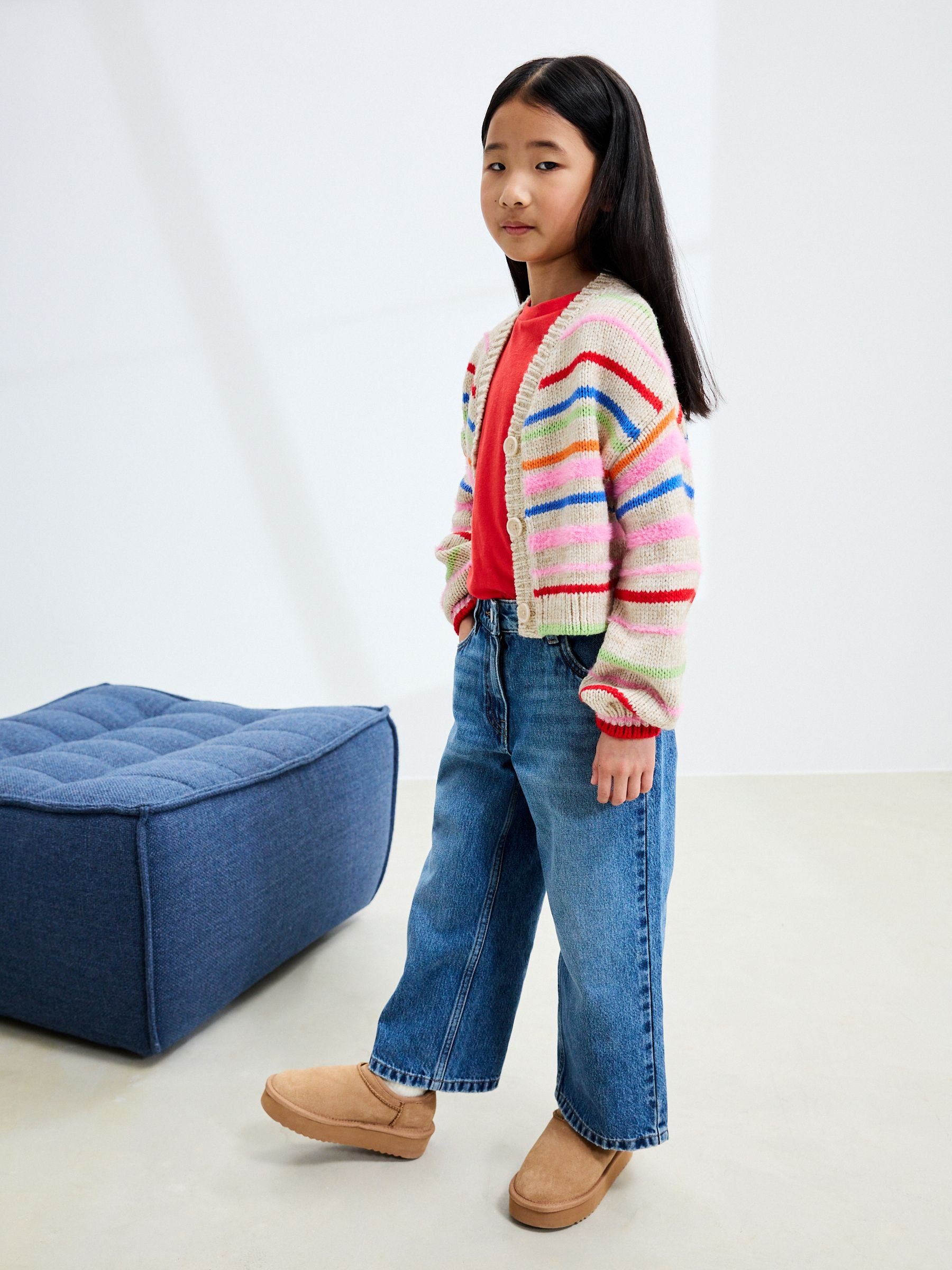 Rainbow Stripe Boxy Cardigan (3-16yrs)