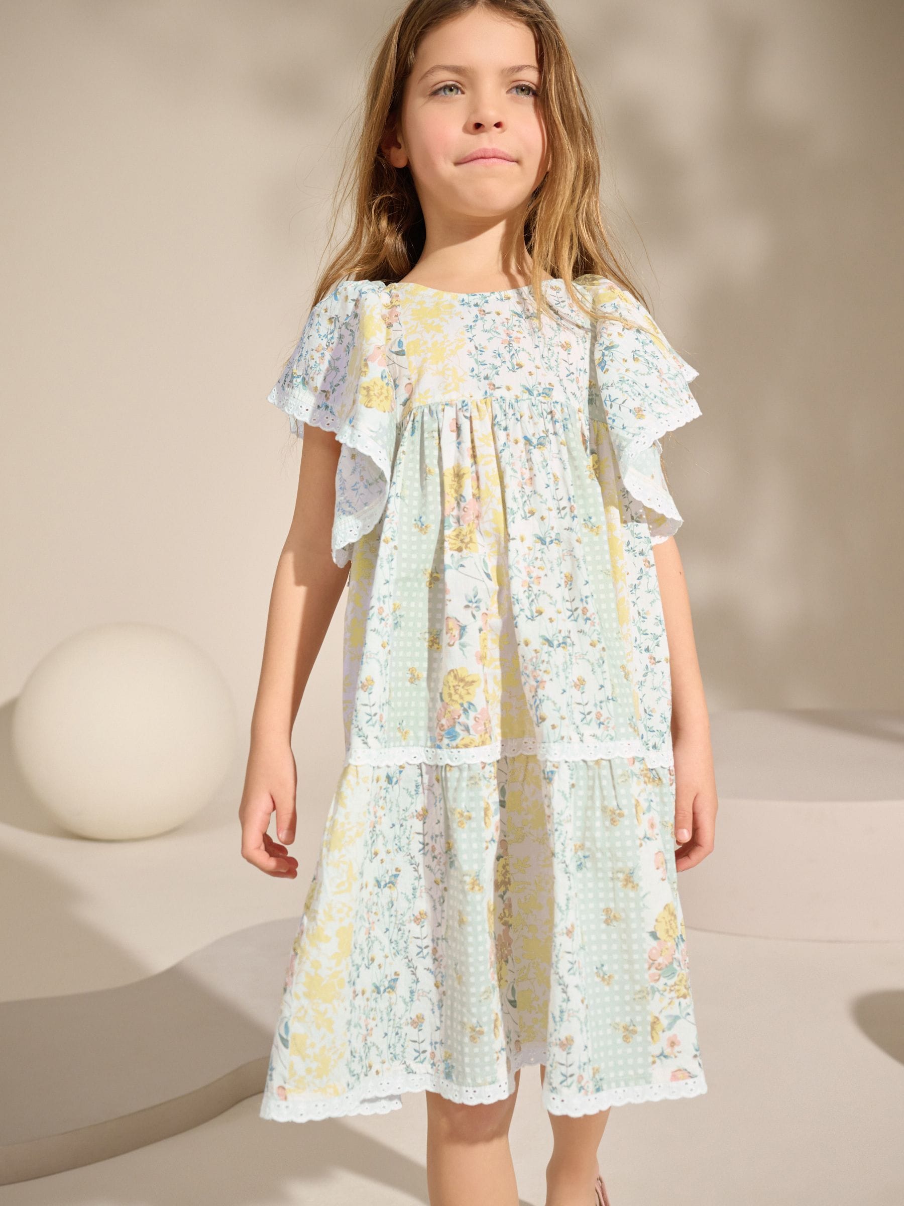 Yellow Printed Ruffle Summer Dress (3-16yrs)