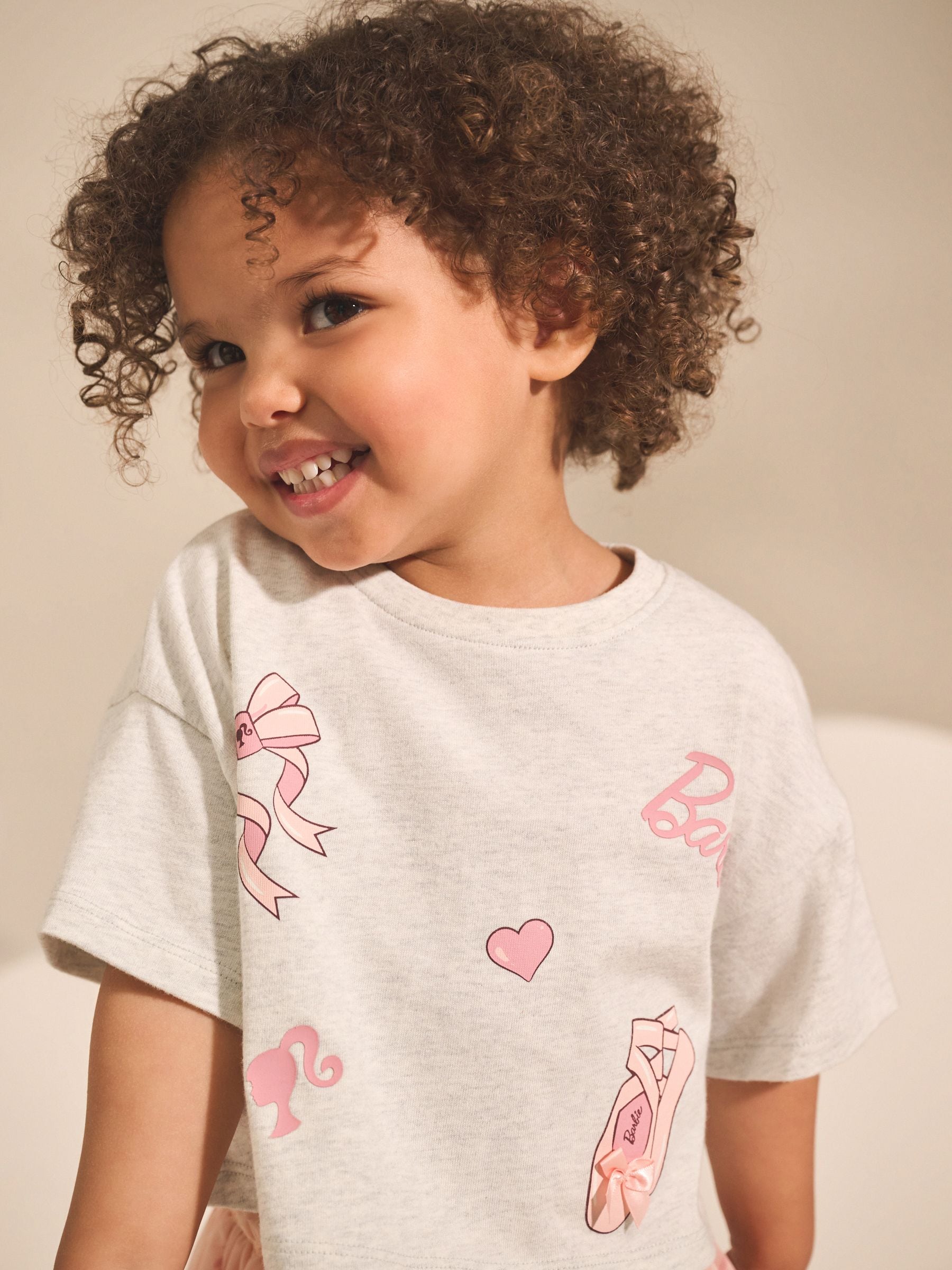 Pink/Grey Barbie T-Shirt & Skirt Set (3mths-7yrs)