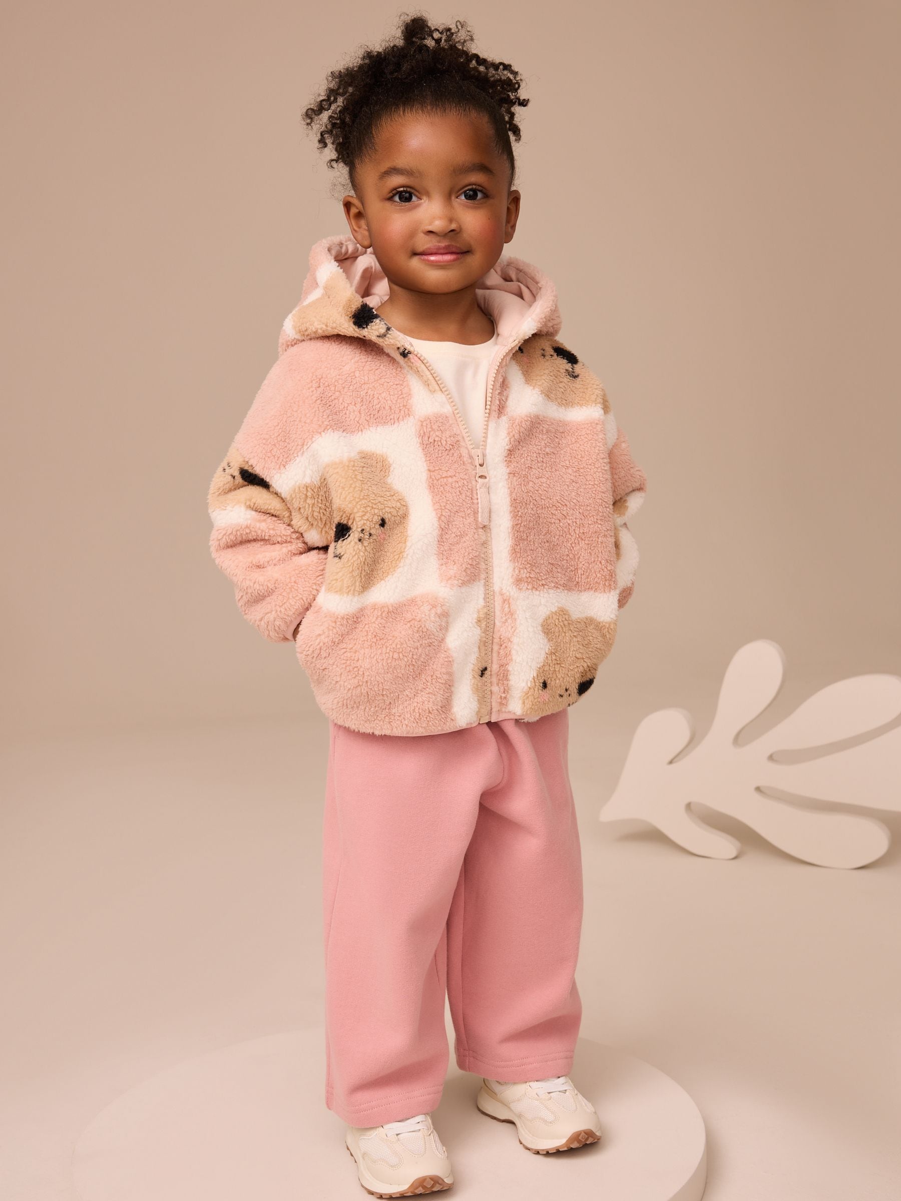 Brown Teddy Bear Print Zip Through Fleece (3mths-7yrs)