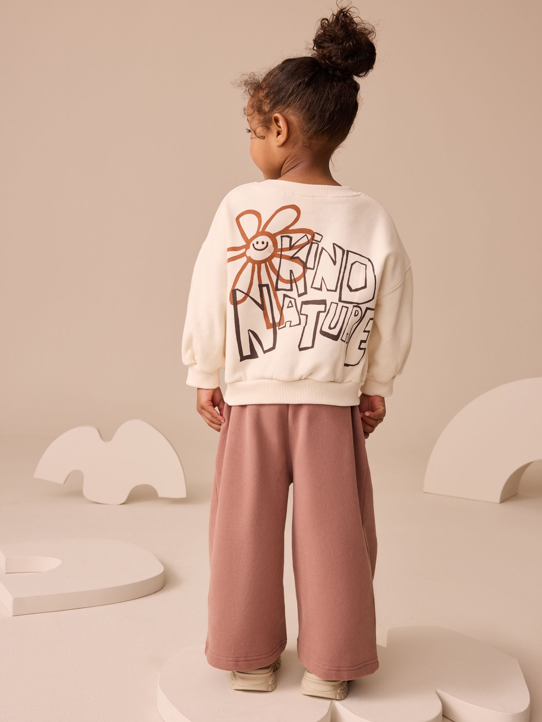 Cream Flower Graphic Print Crew Neck Sweatshirt (3mths-7yrs)