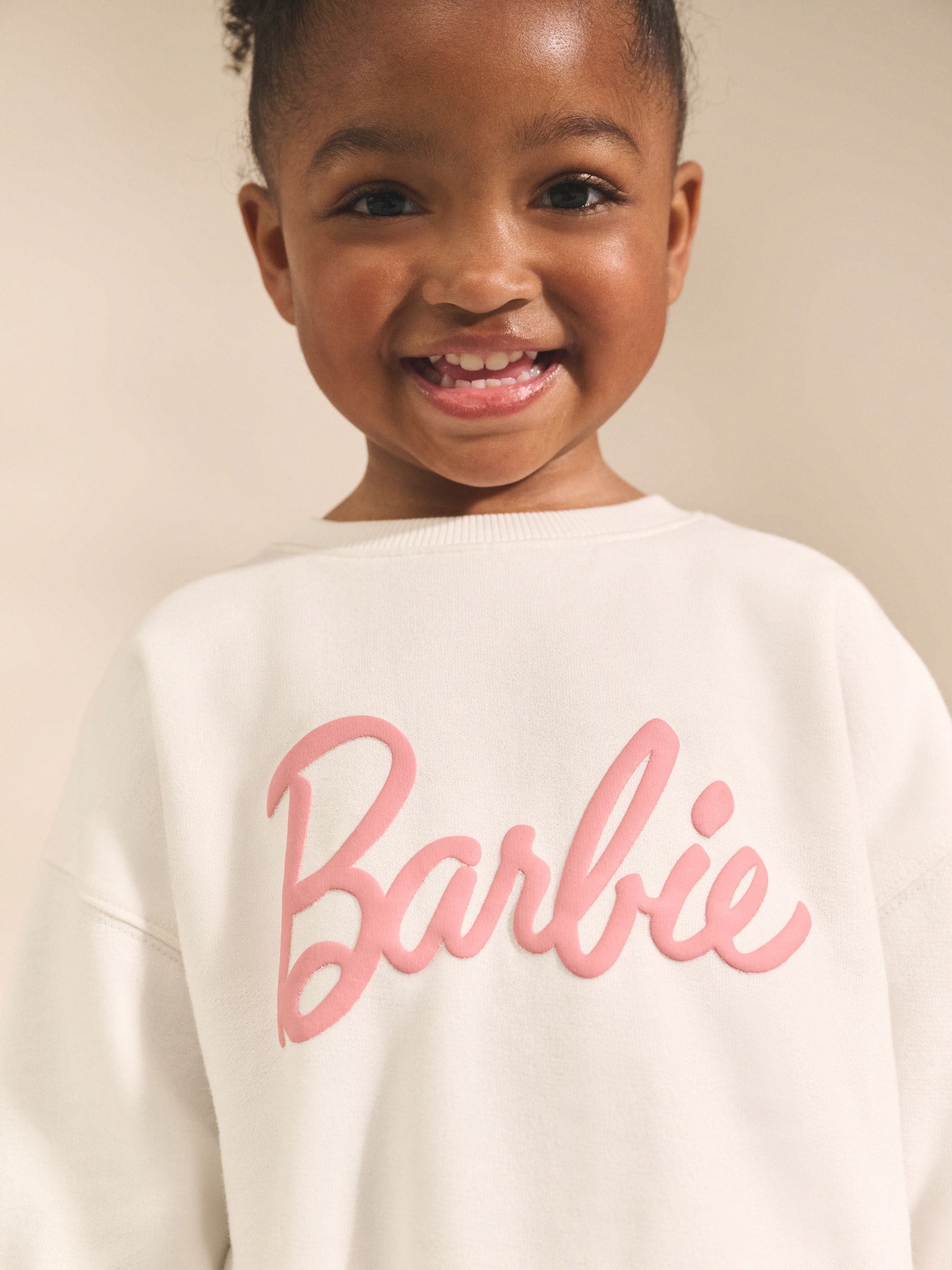 Cream/Pink Barbie Sweatshirt & Wide Leg Joggers Set (3mths-7yrs)