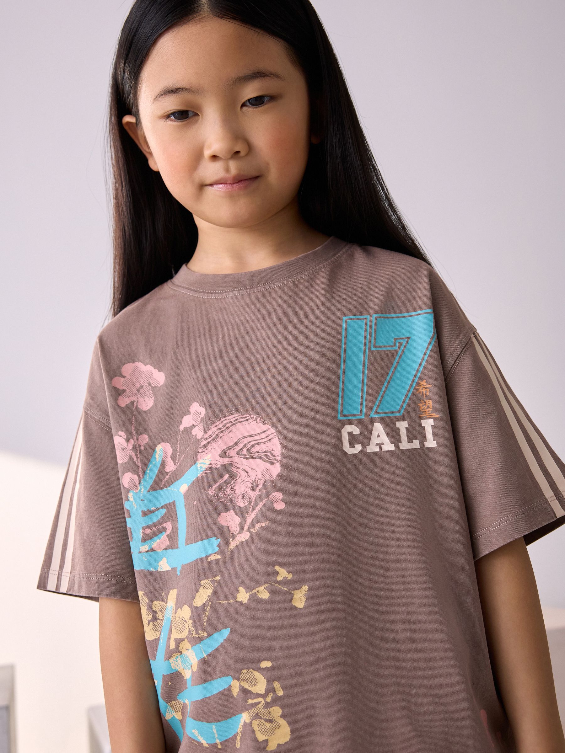 Brown Sports Oversized Graphic Print T-Shirt (3-16yrs)