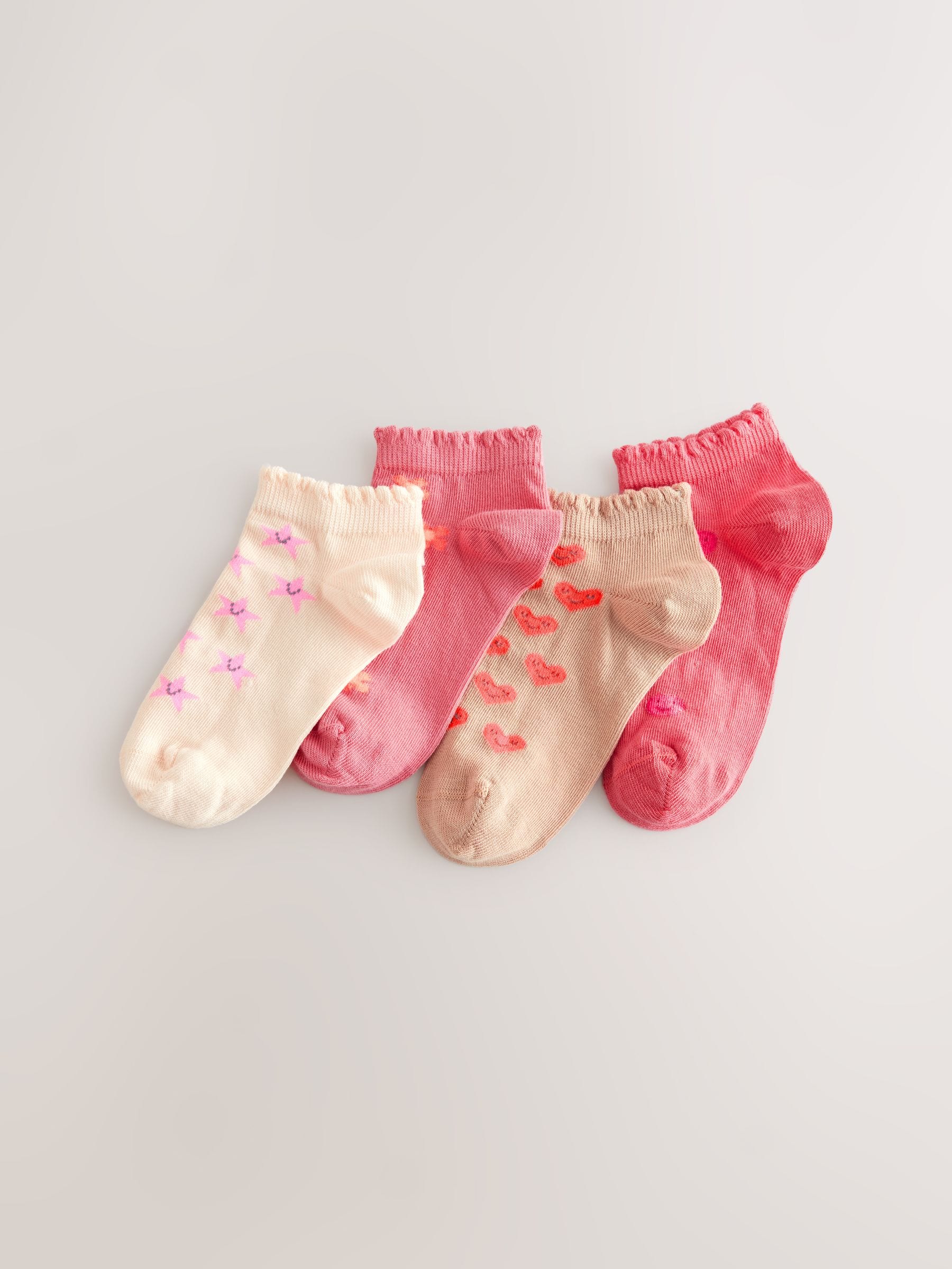 Pink/Tan 4 Pack Cotton Rich Trainer Socks