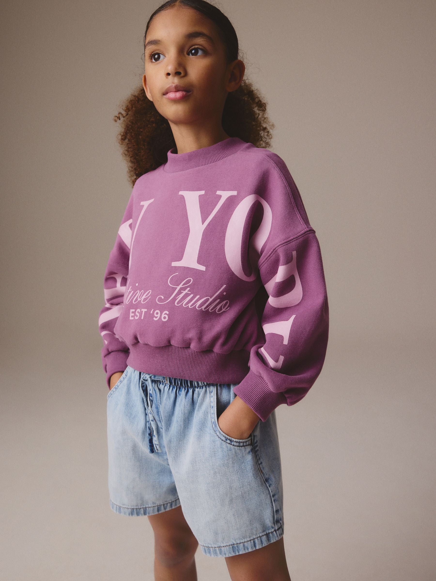 Berry Pink Slogan Varsity Sweatshirt (3-16yrs)