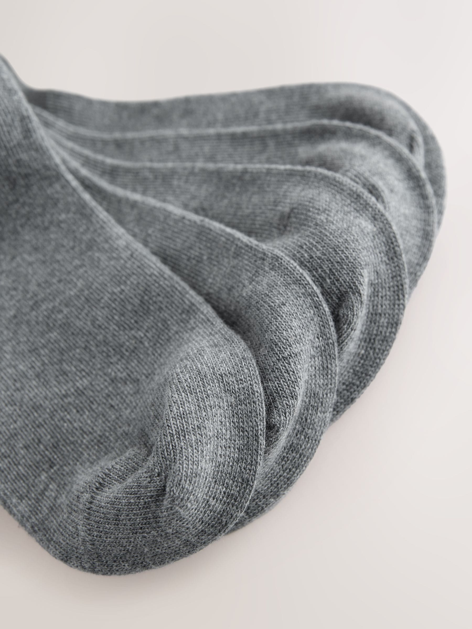 Grey 5 Pack Cotton Rich School Ankle Socks