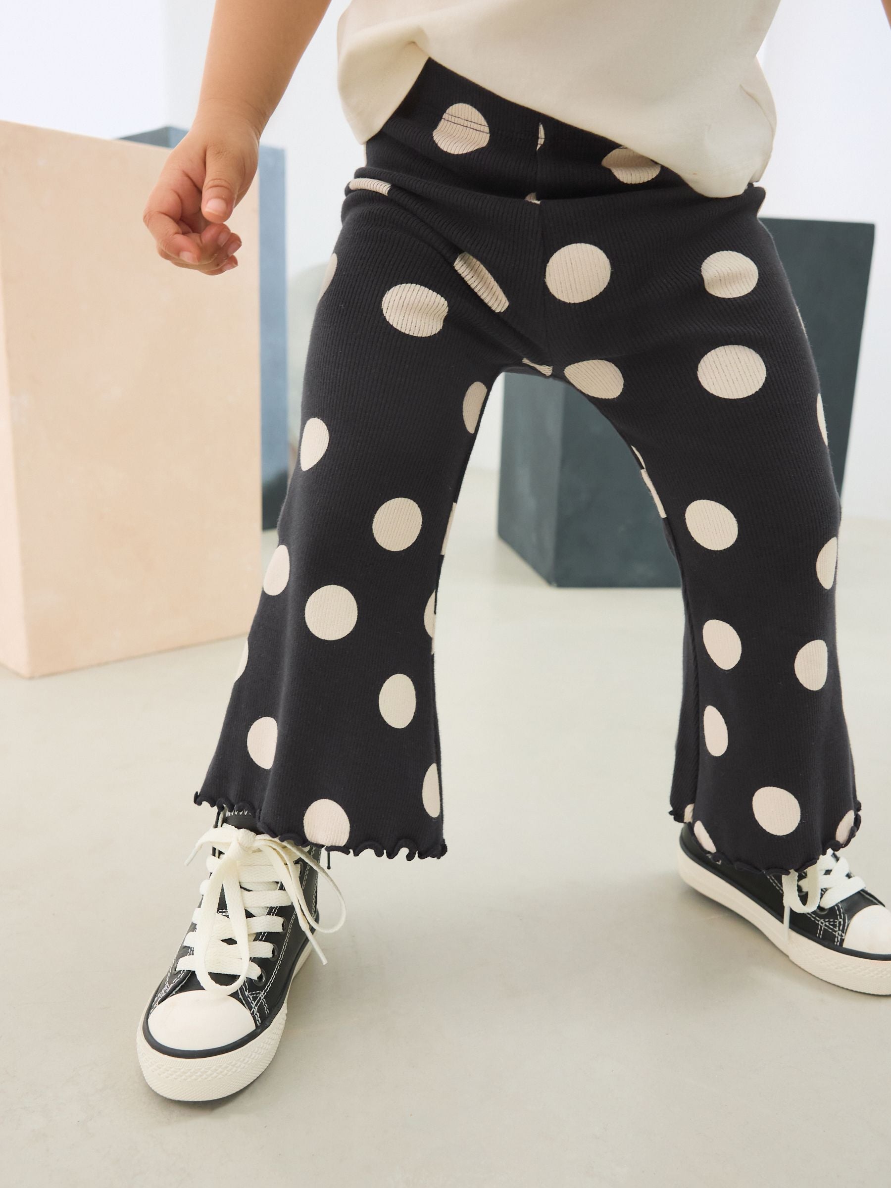 Monochrome Spot Rib Flare Leggings (3mths-7yrs)