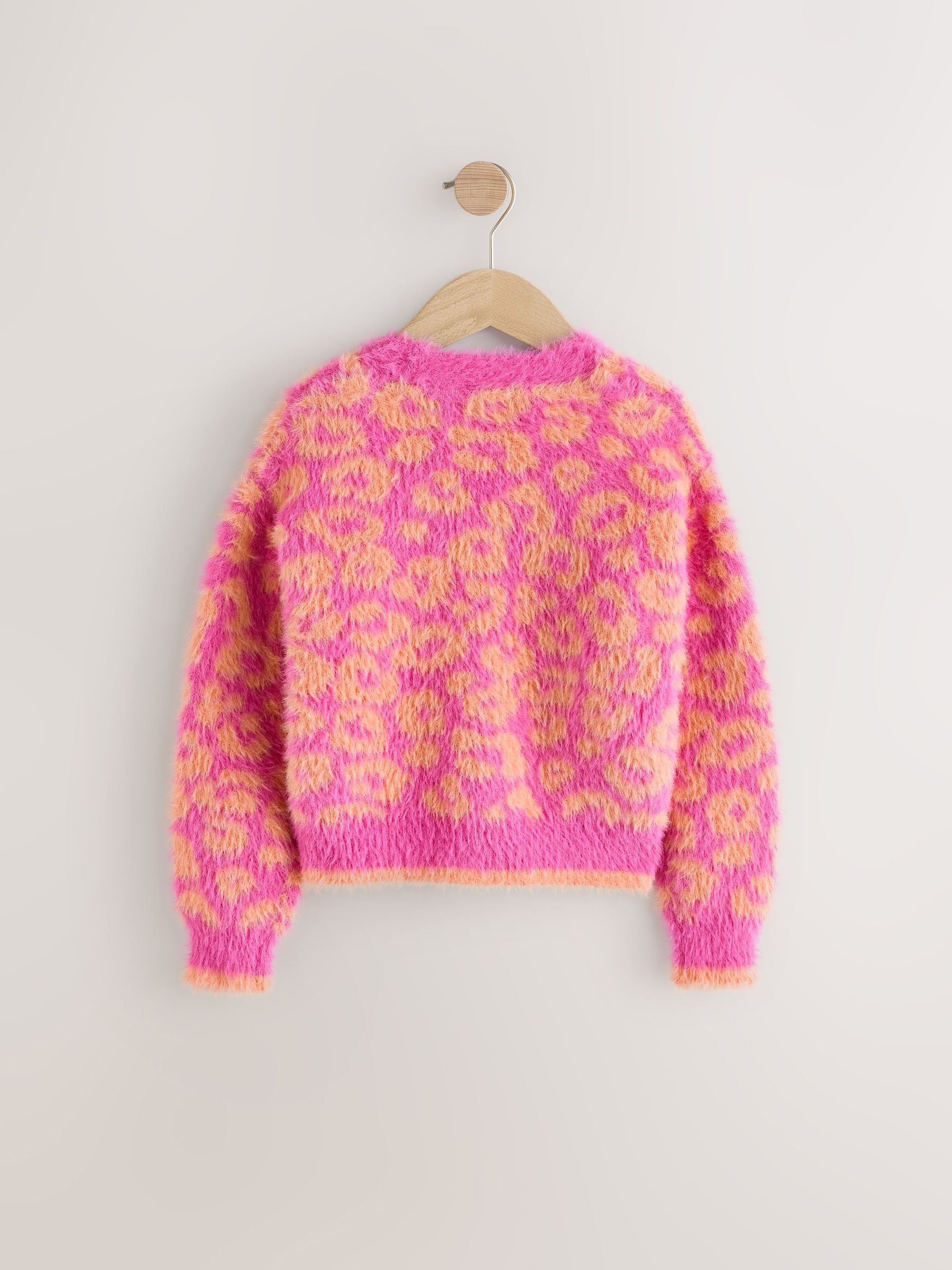 Pink and Orange Leopard Boxy Cardigan (3-16yrs)