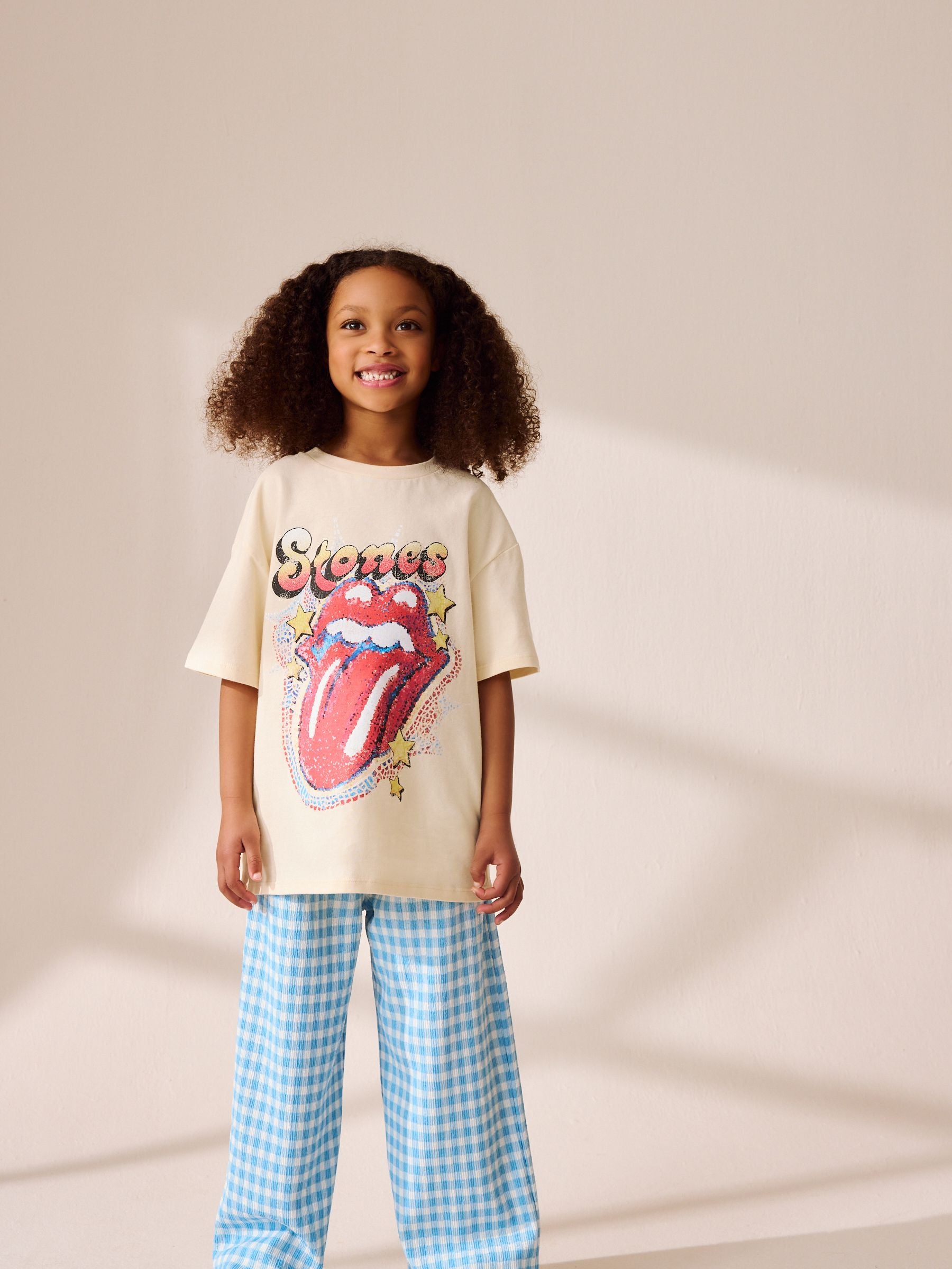 Cream Oversized Rolling Stones Band License T-Shirt (3-16yrs)