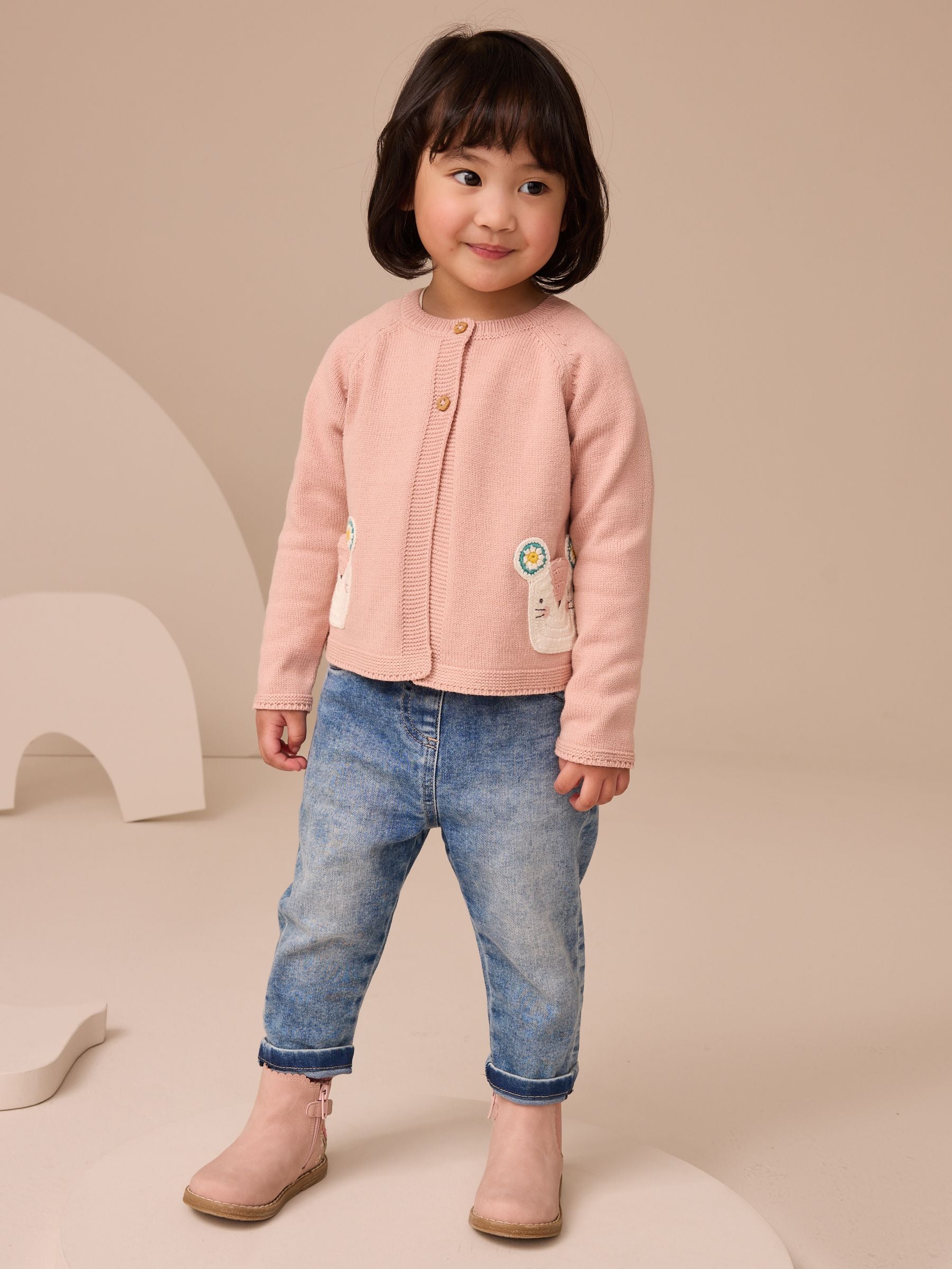 Pink Mouse Print Cardigan (3mths-7yrs)