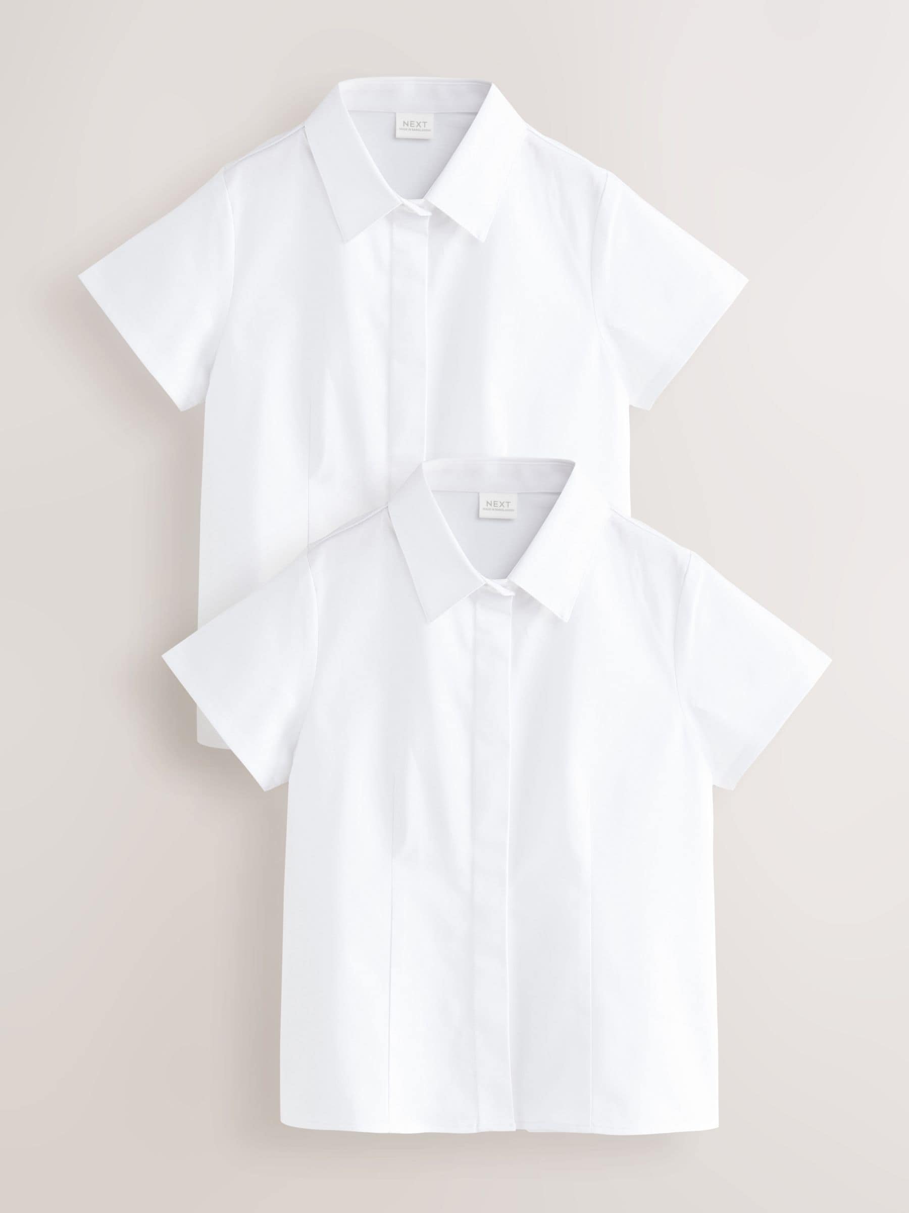 White 2 Pack Cotton Rich Stretch Fitted Short Sleeve Premium School Shirts (3-18yrs)
