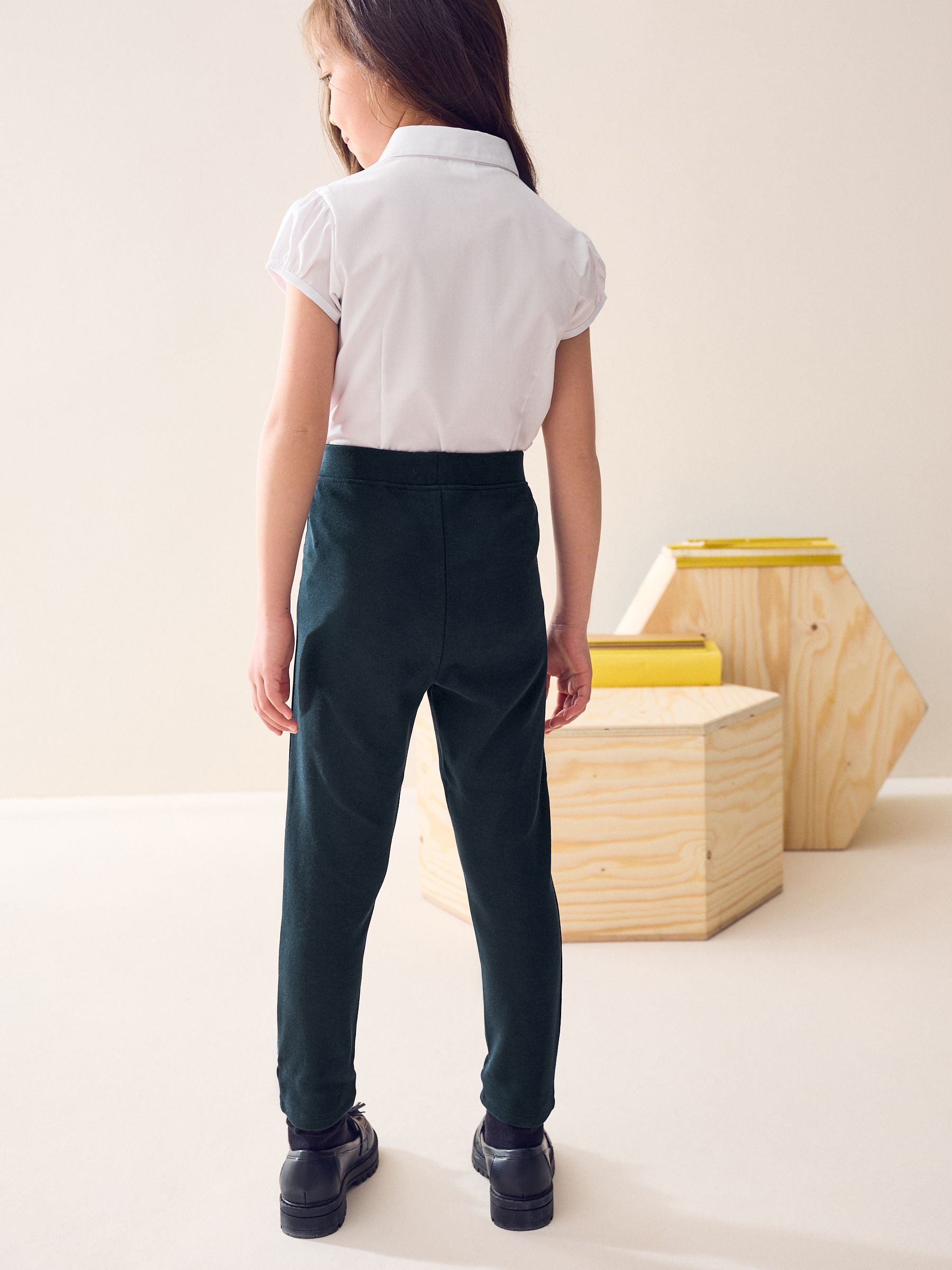 Navy Pull-On Cotton Rich Stretch School Trousers (3-16yrs)