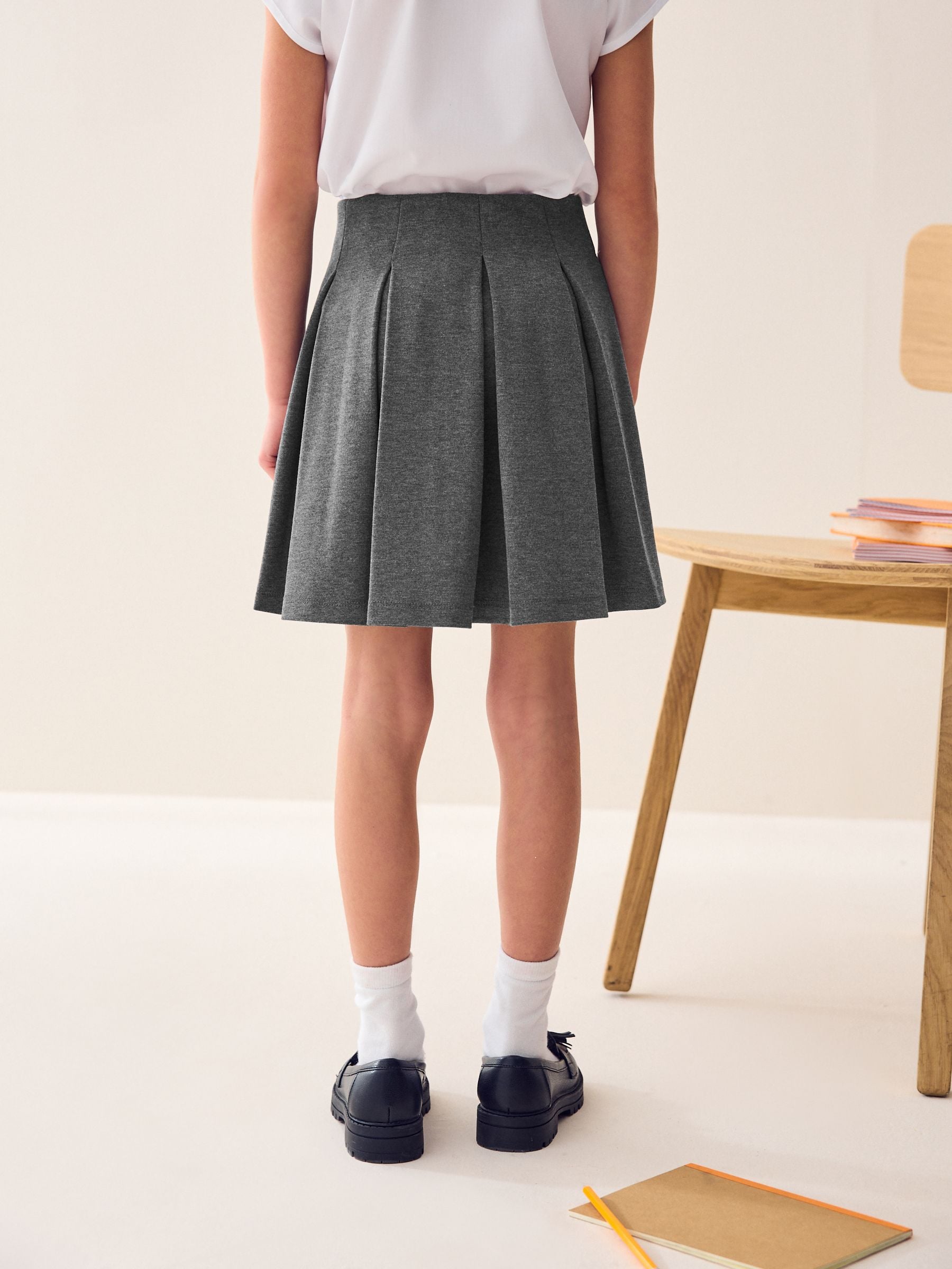 Grey Jersey Pleated School Skirt (3-17yrs)