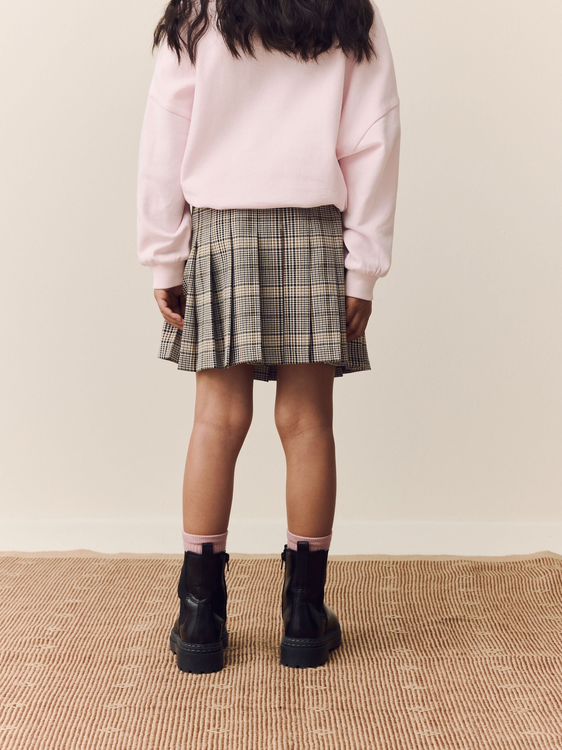 Natural Check Pleated Skirt (3-16yrs)
