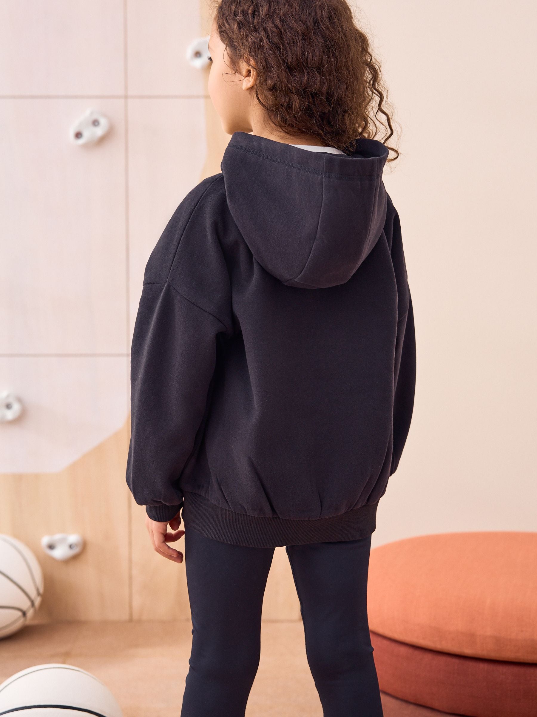 Black Cotton Rich Zip Through Sports Hoodie (3-16yrs)