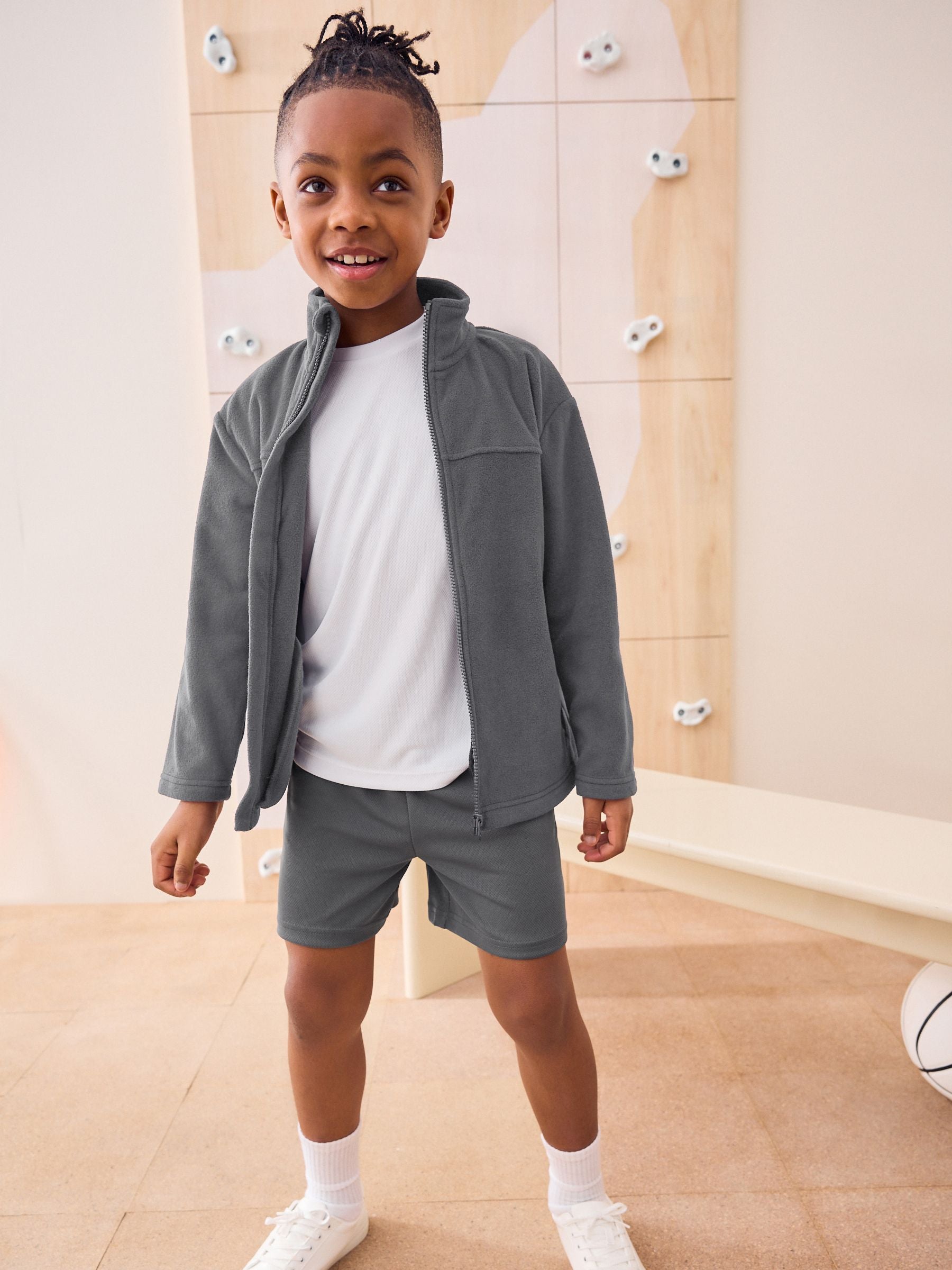 Grey Zip-Up Fleece Jacket With Pockets (3-16yrs)