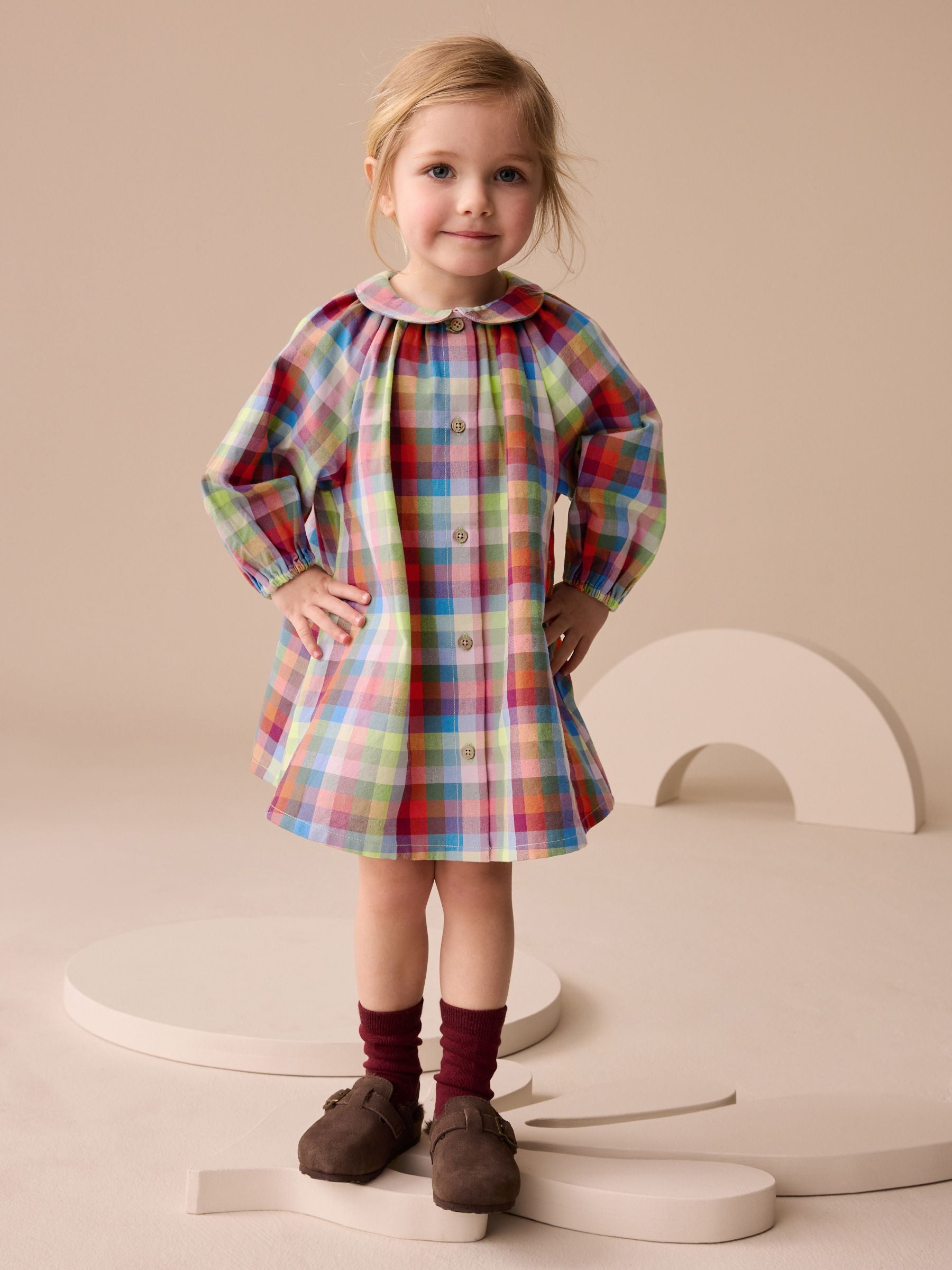 Multi Check Print 100% Cotton Shirt Dress (3mths-8yrs)