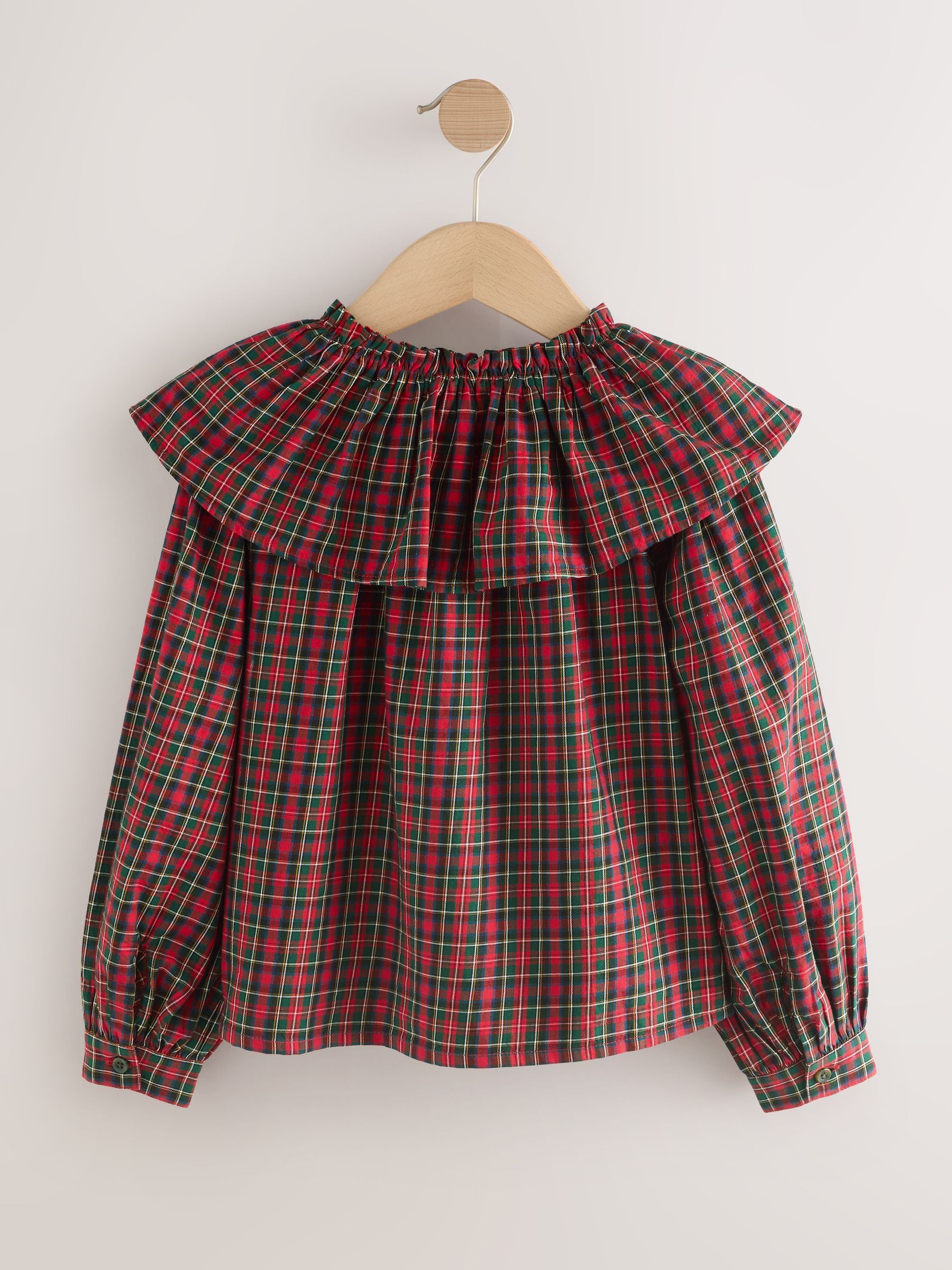 Red Check Ruffle Collar Blouse (3-16yrs)
