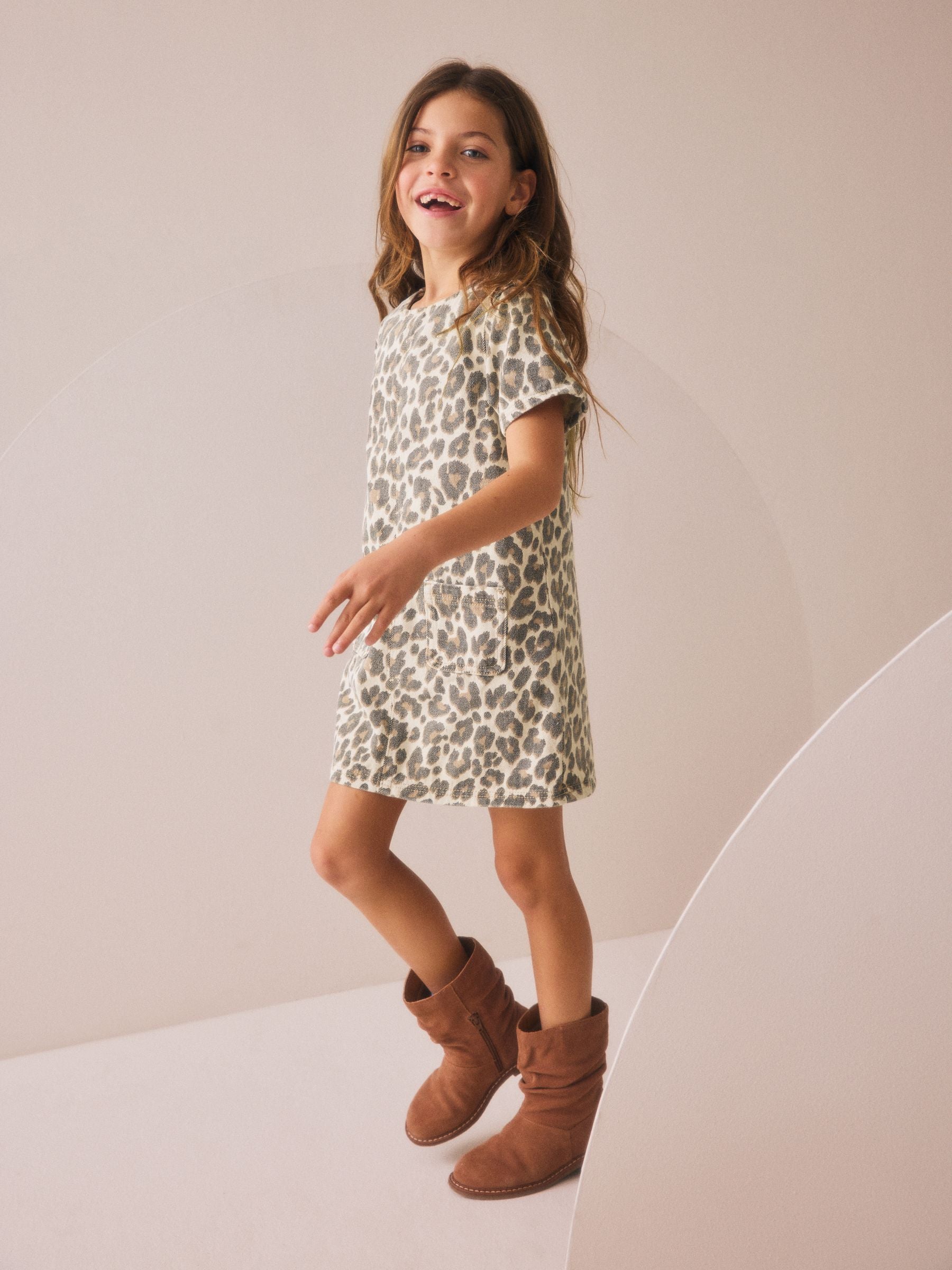 Animal Print 100% Cotton Shift Dress (3-16yrs)