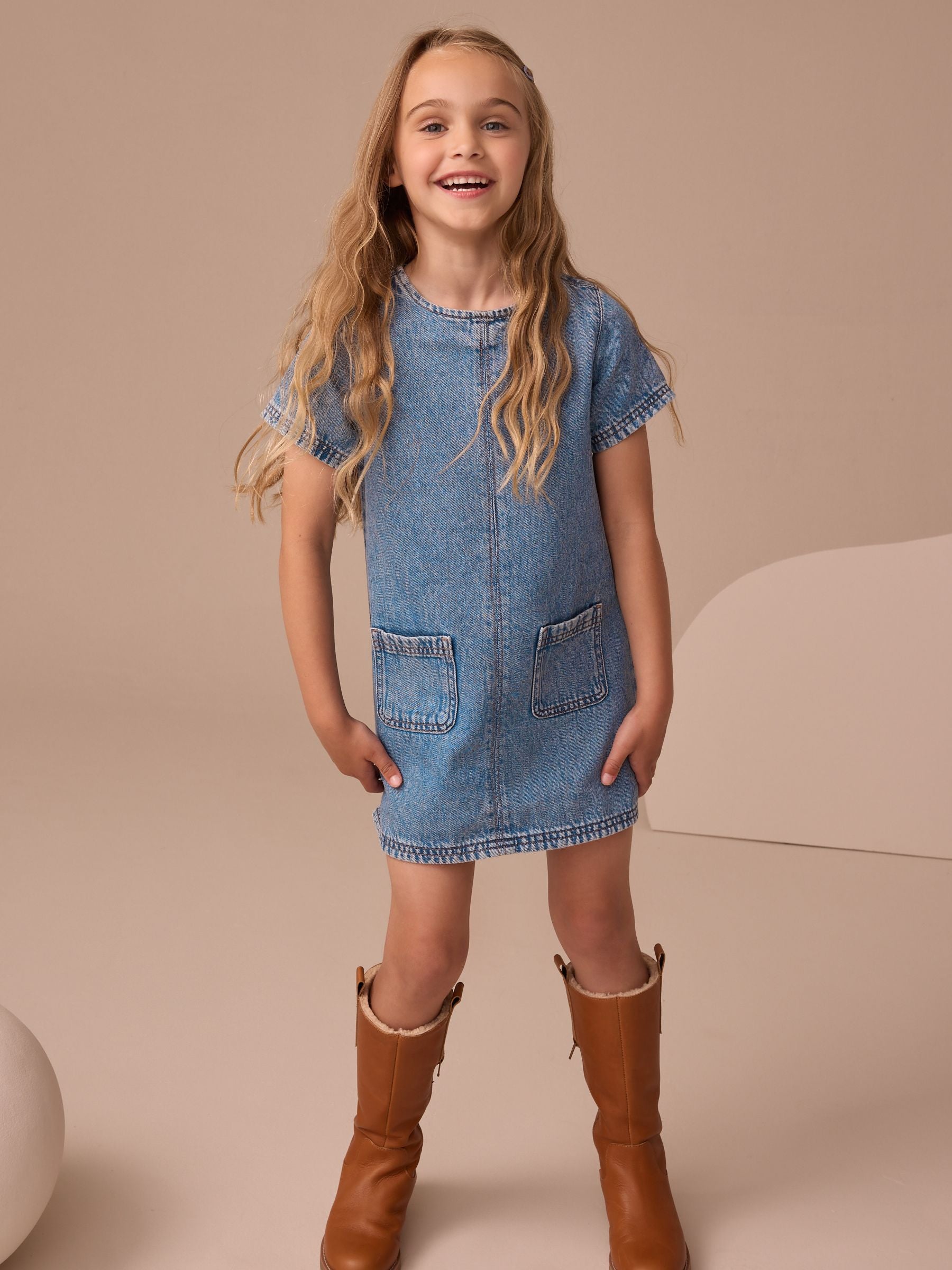 Denim 100% Cotton Shift Dress (3-16yrs)