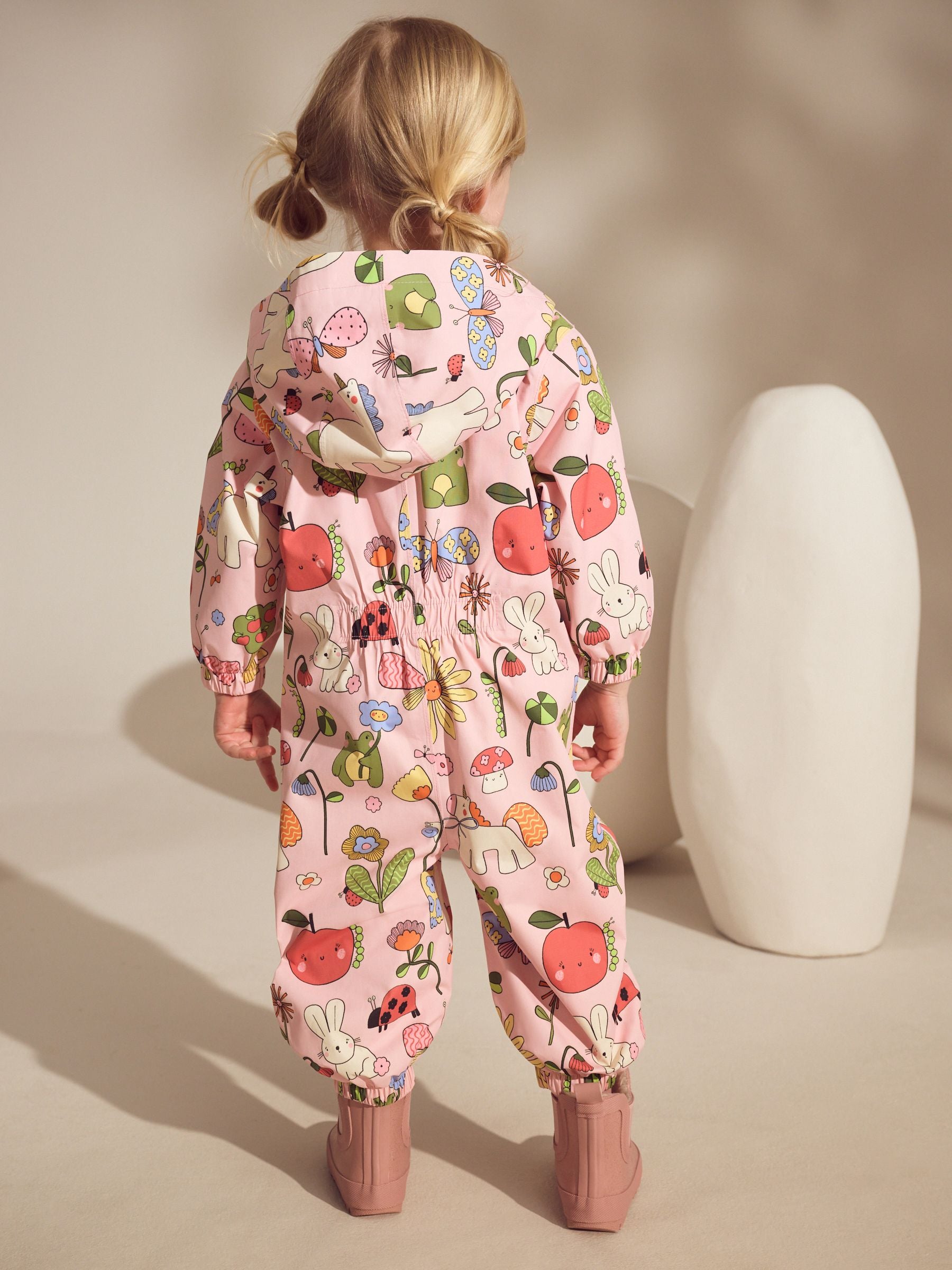Multi Pink Waterproof Hooded Puddlesuit (3mths-7yrs)