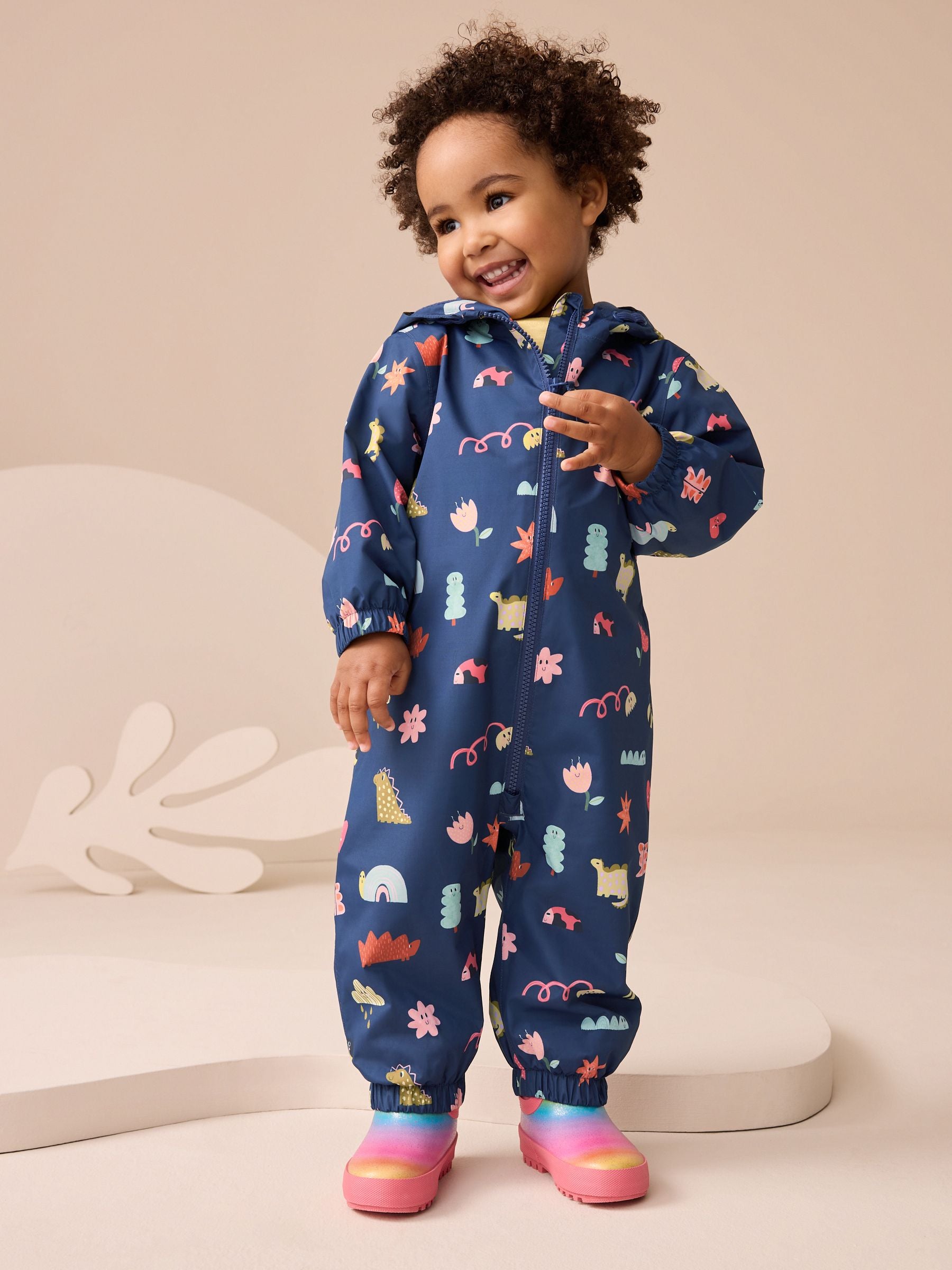 Navy Waterproof Printed Puddlesuit (3mths-7yrs)