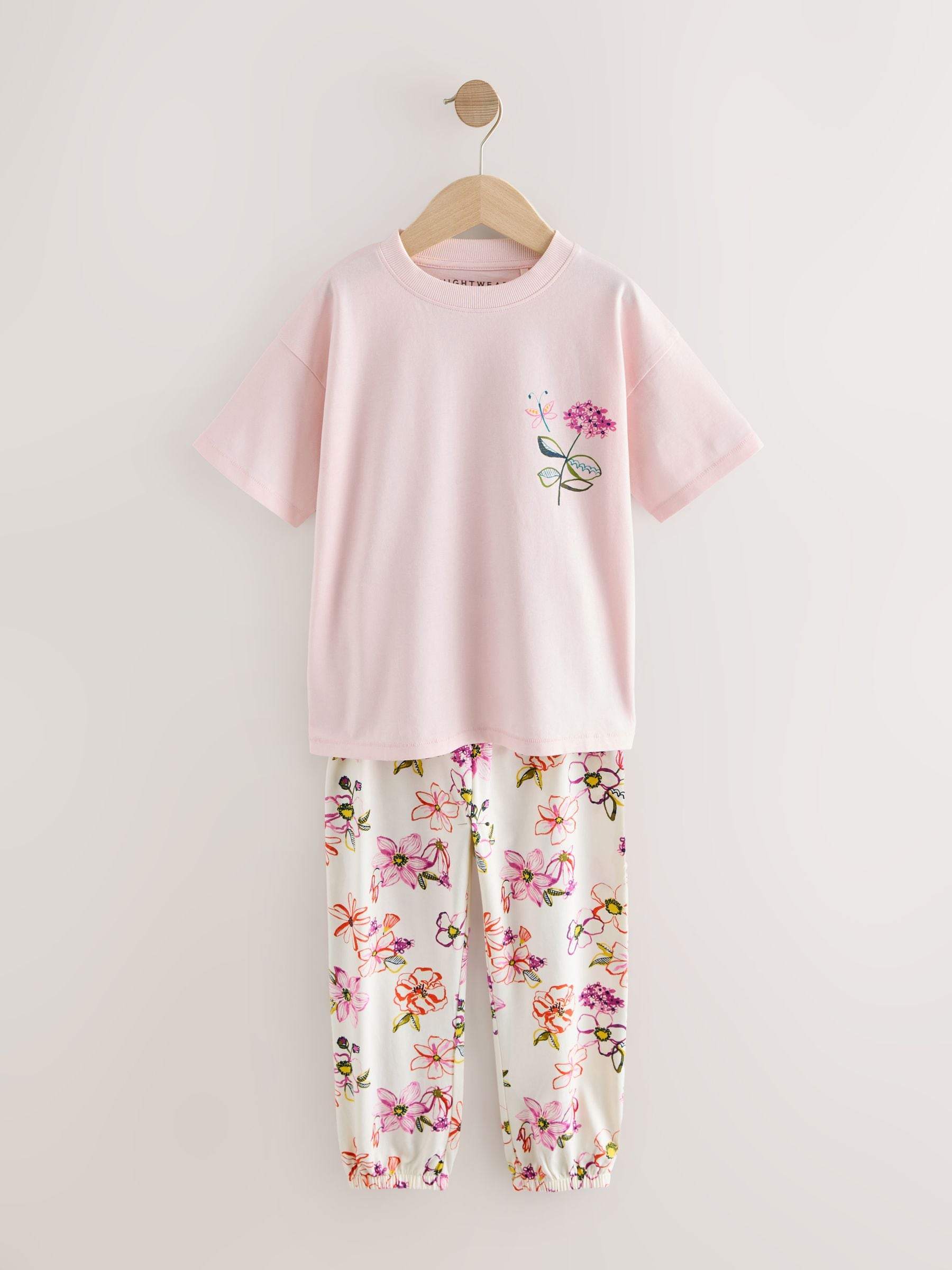 Pink/White Floral Print Jogger Pyjamas 2 Pack (3-16yrs)