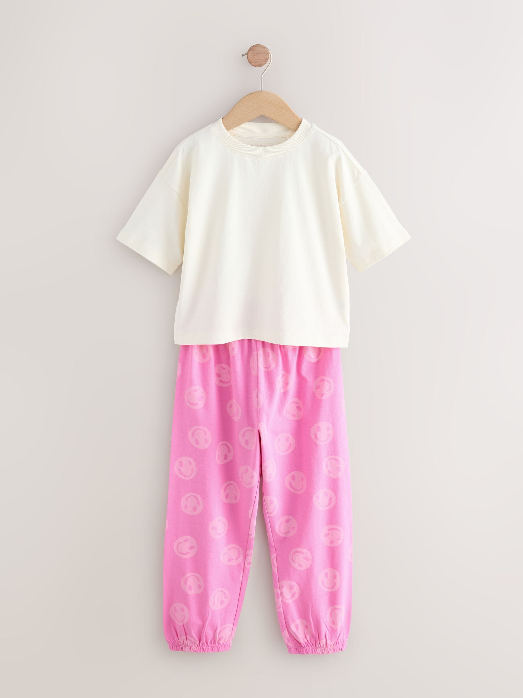 Pink/Blue Happy Face Joggers Pyjamas 2 Pack (3-16yrs)