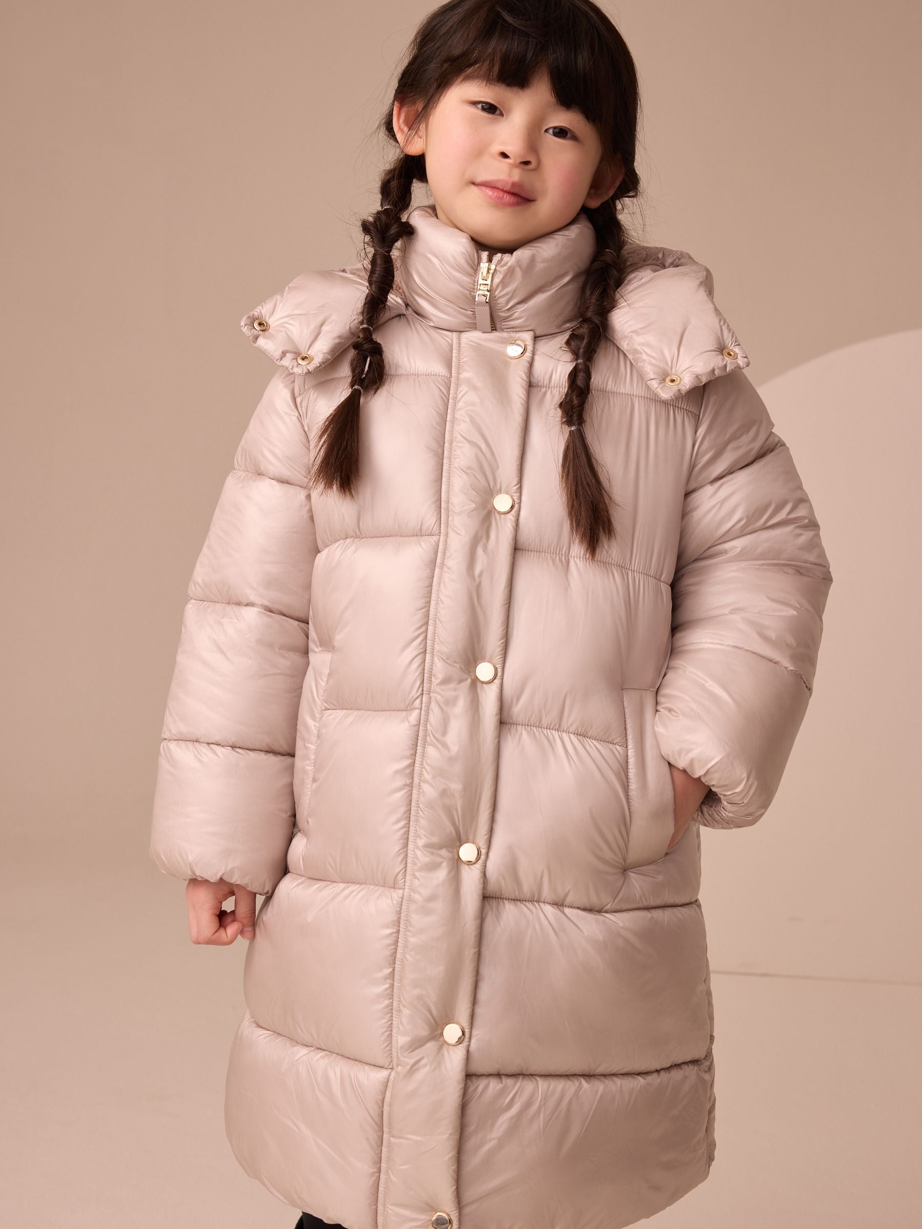 Champagne Gold Shower Resistant Two Tone Padded Coat (3-16yrs)
