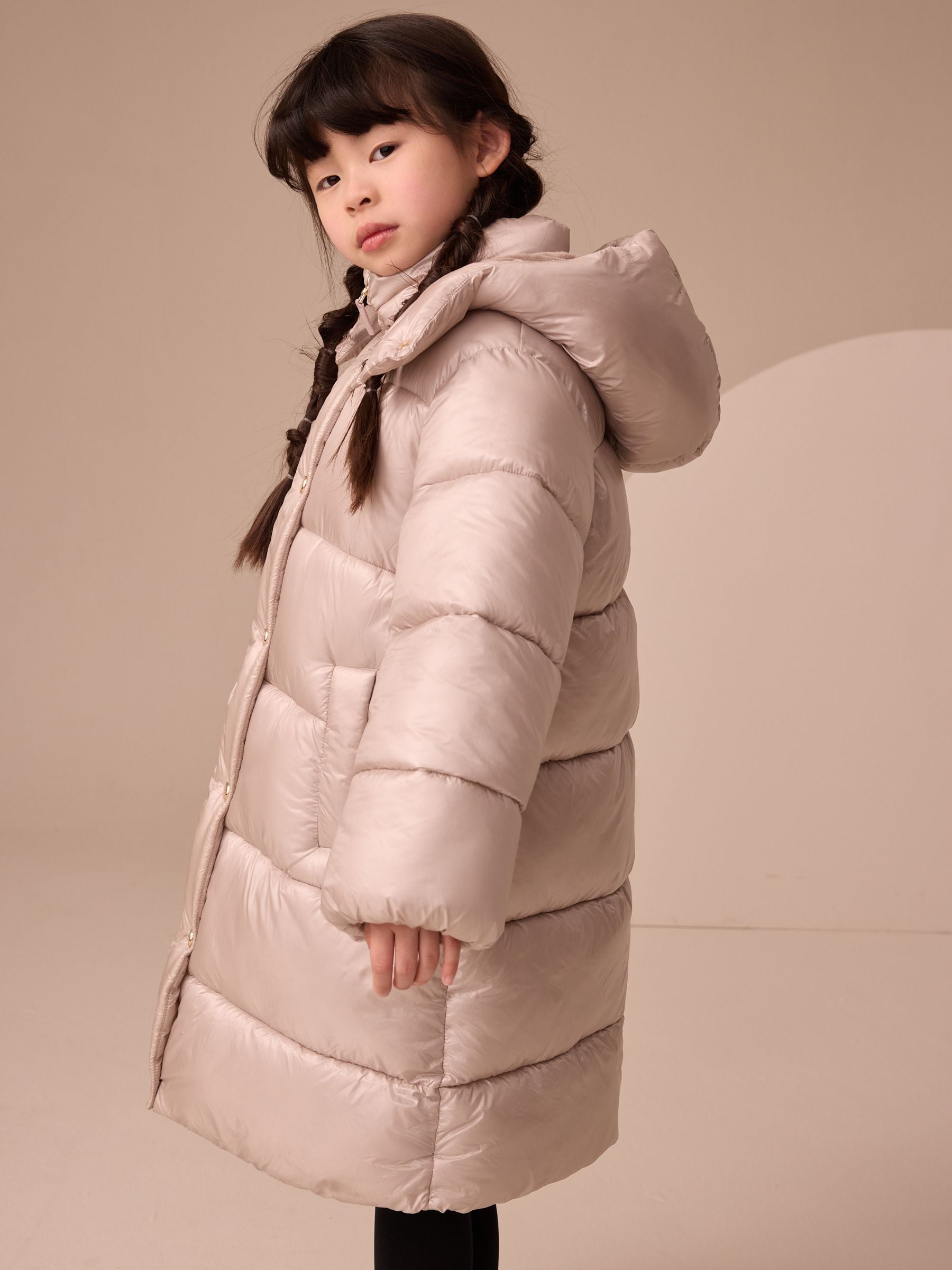 Champagne Gold Shower Resistant Two Tone Padded Coat (3-16yrs)