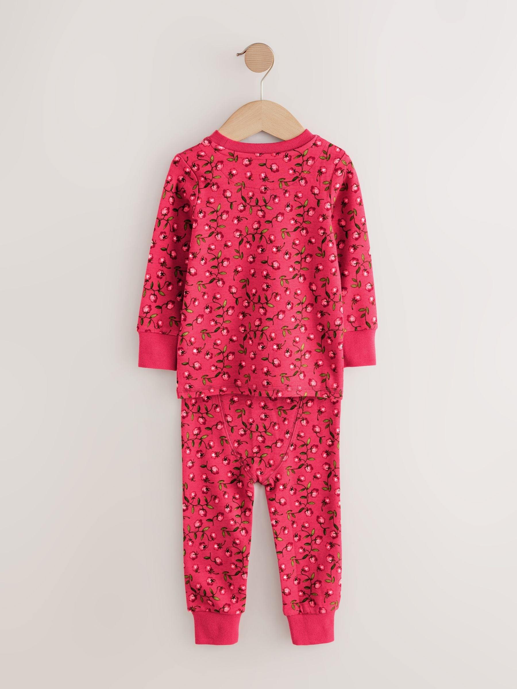 Red/Pink Floral Applique Snuggle Pyjamas 3 Pack (9mths-9yrs)
