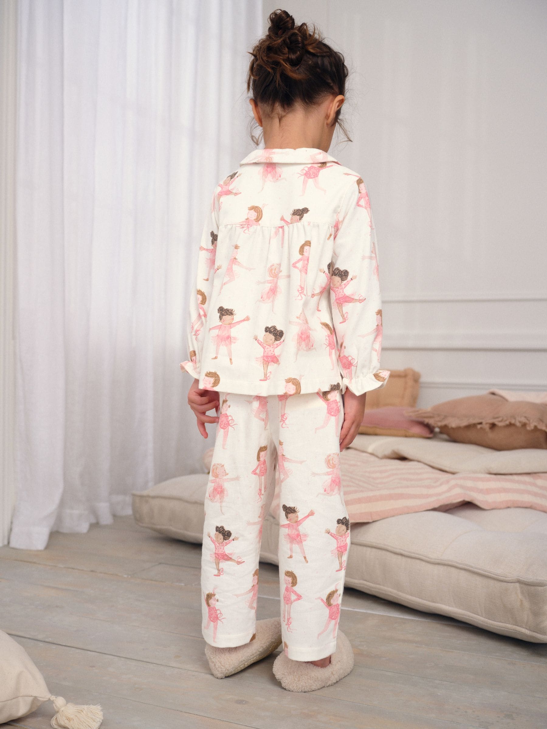 Ecru/Pink Ballerina Woven Button Through Pyjamas (9mths-10yrs)