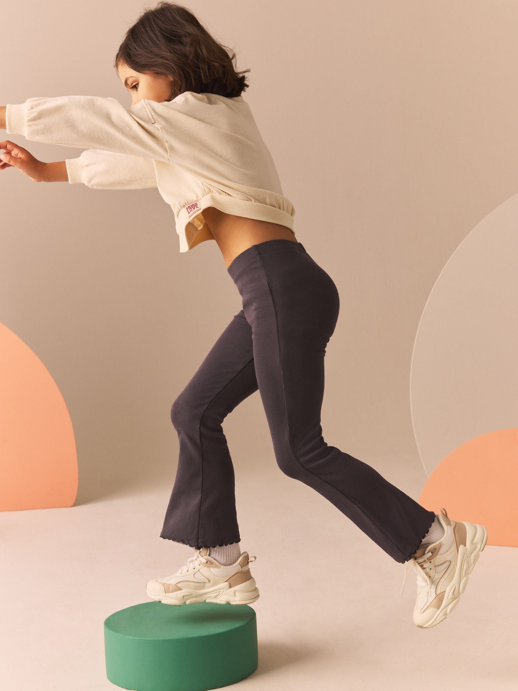 Charcoal Grey 1 Pack Rib Flare Leggings (3-16yrs)