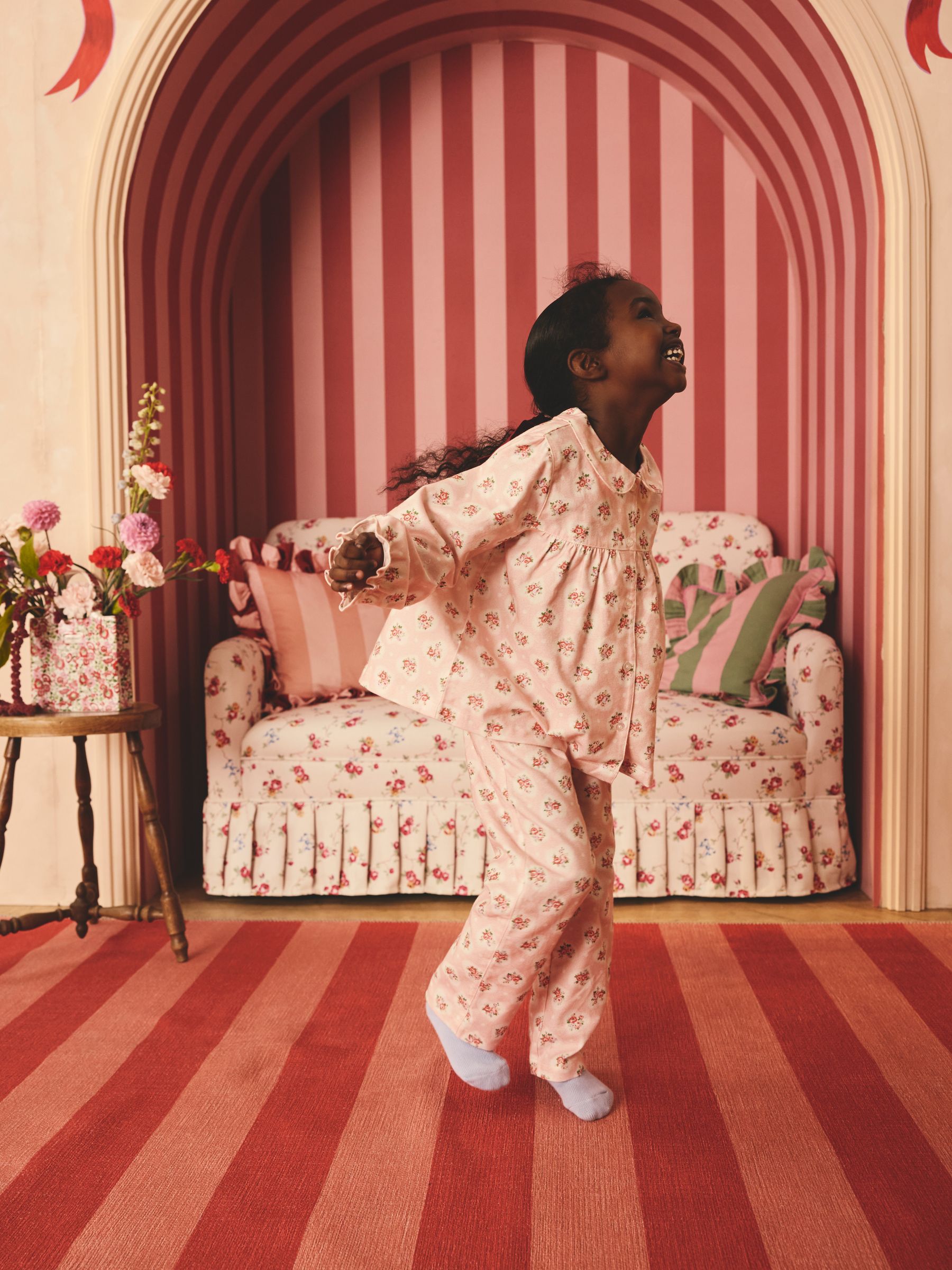 Pink Cath Kidston Woven Button Through Floral Pyjamas 1 Pack